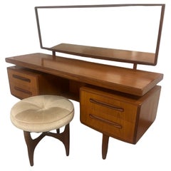 Mid Century Modern G Plan Fresco Teak Vanity With Stool