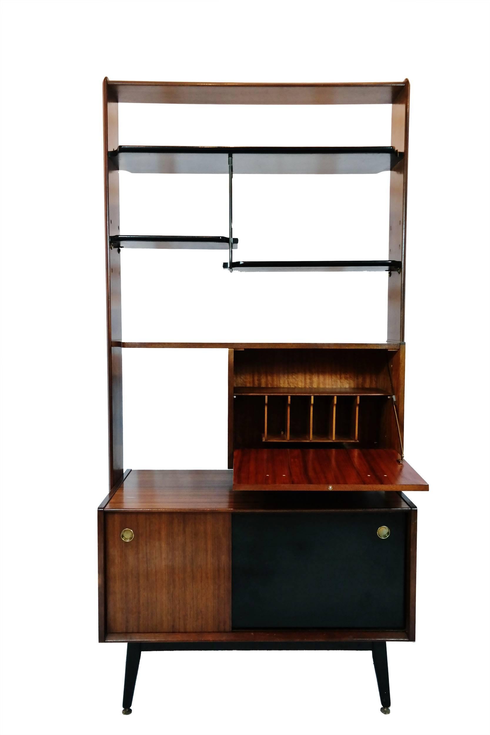 Mid-Century Modern G-plan room Divider shelving unit with fall front secretaire by
Stamped G-Plan
Designed by Ib Kofod-Larsen for G-Plan.