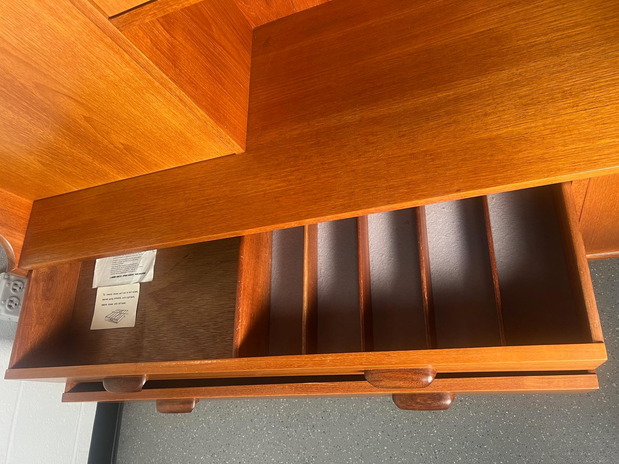 Mid Century Modern G Plan Teak Highboard Buffet With Secretary Or Bar 4