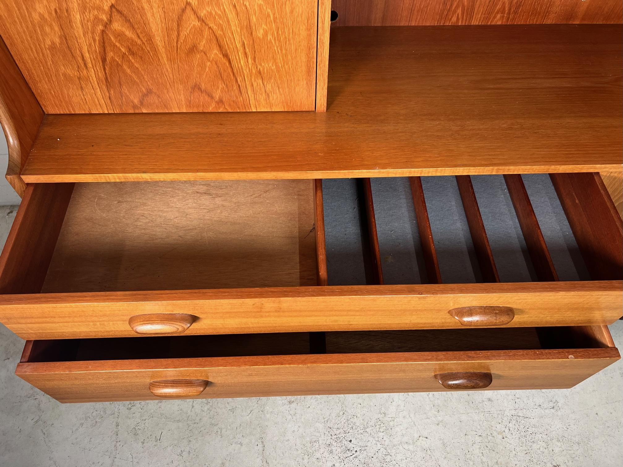 Mid Century Modern G Plan Teak Highboard Buffet With Secretary Or Bar 13