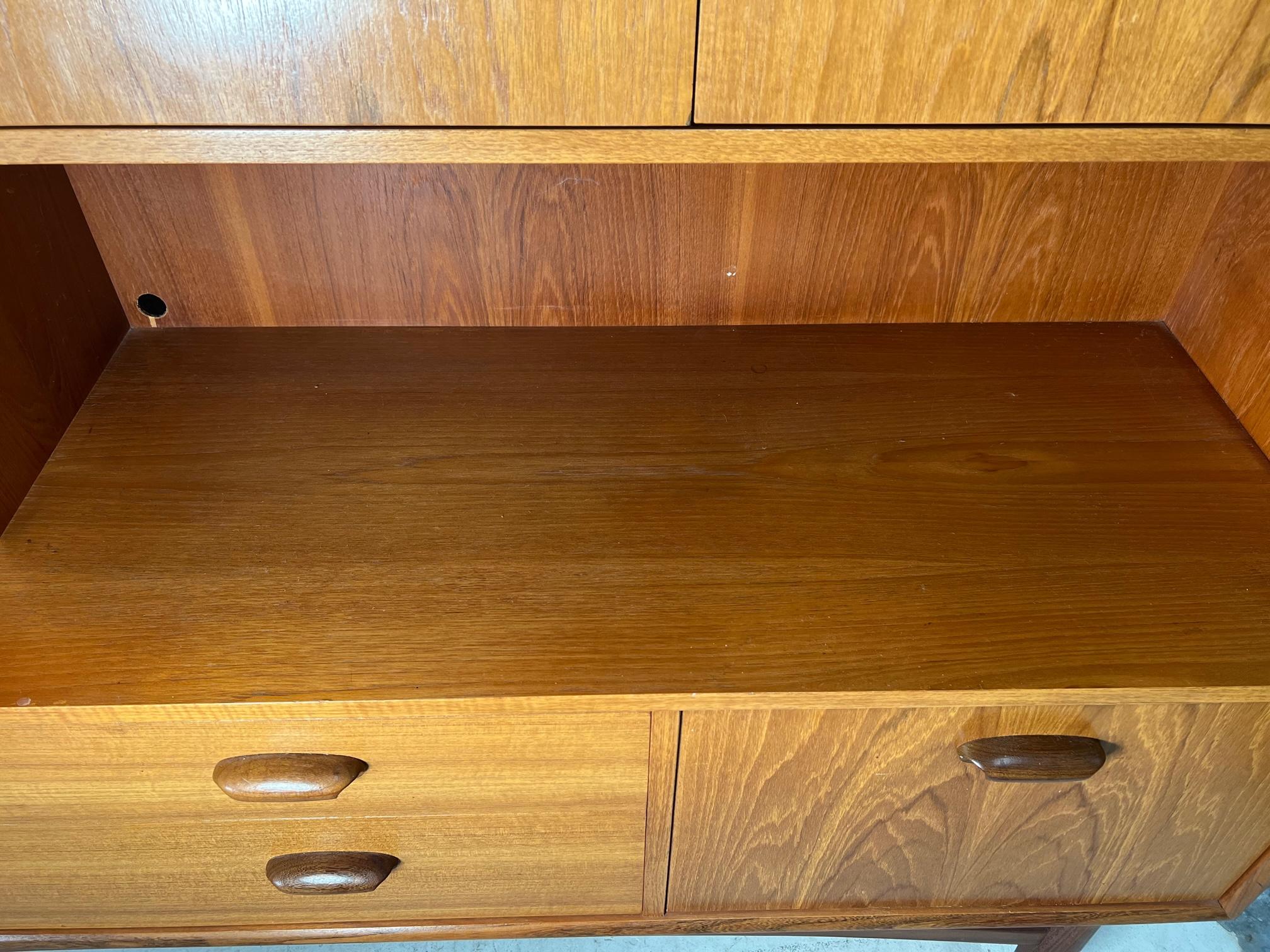 Mid Century Modern G Plan Teak Highboard Buffet With Secretary Or Bar In Good Condition In Atlanta, GA