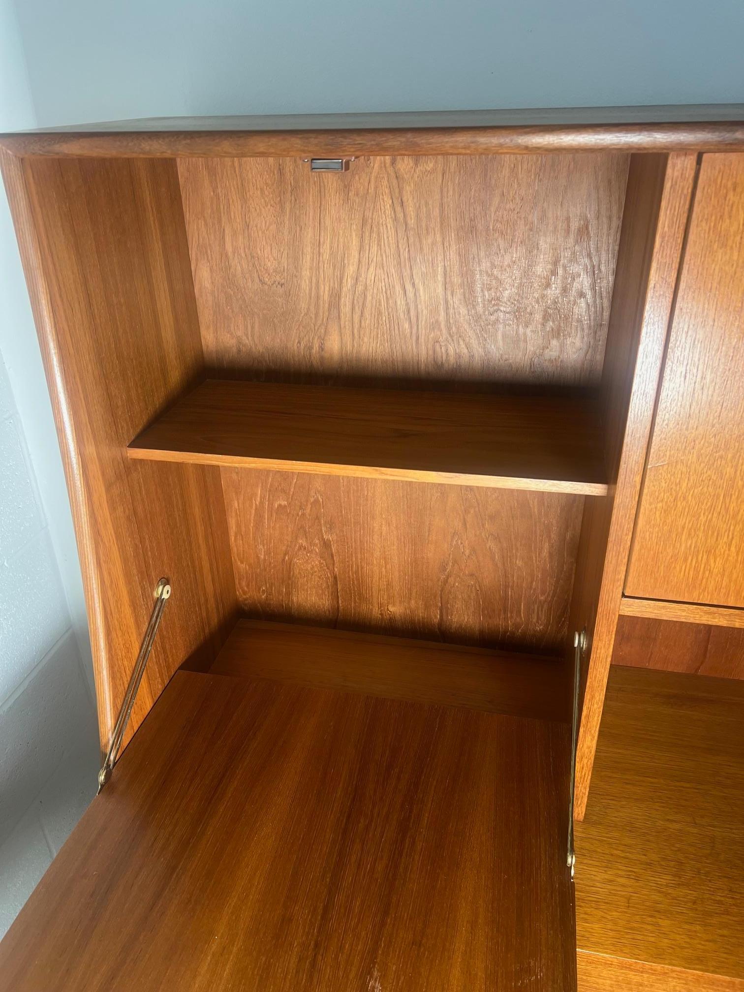 Mid Century Modern G Plan Teak Highboard Buffet With Secretary Or Bar In Good Condition In Atlanta, GA