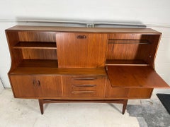 Mid Century Modern G Plan Teak Highboard Credenza With Secretary Or Bar