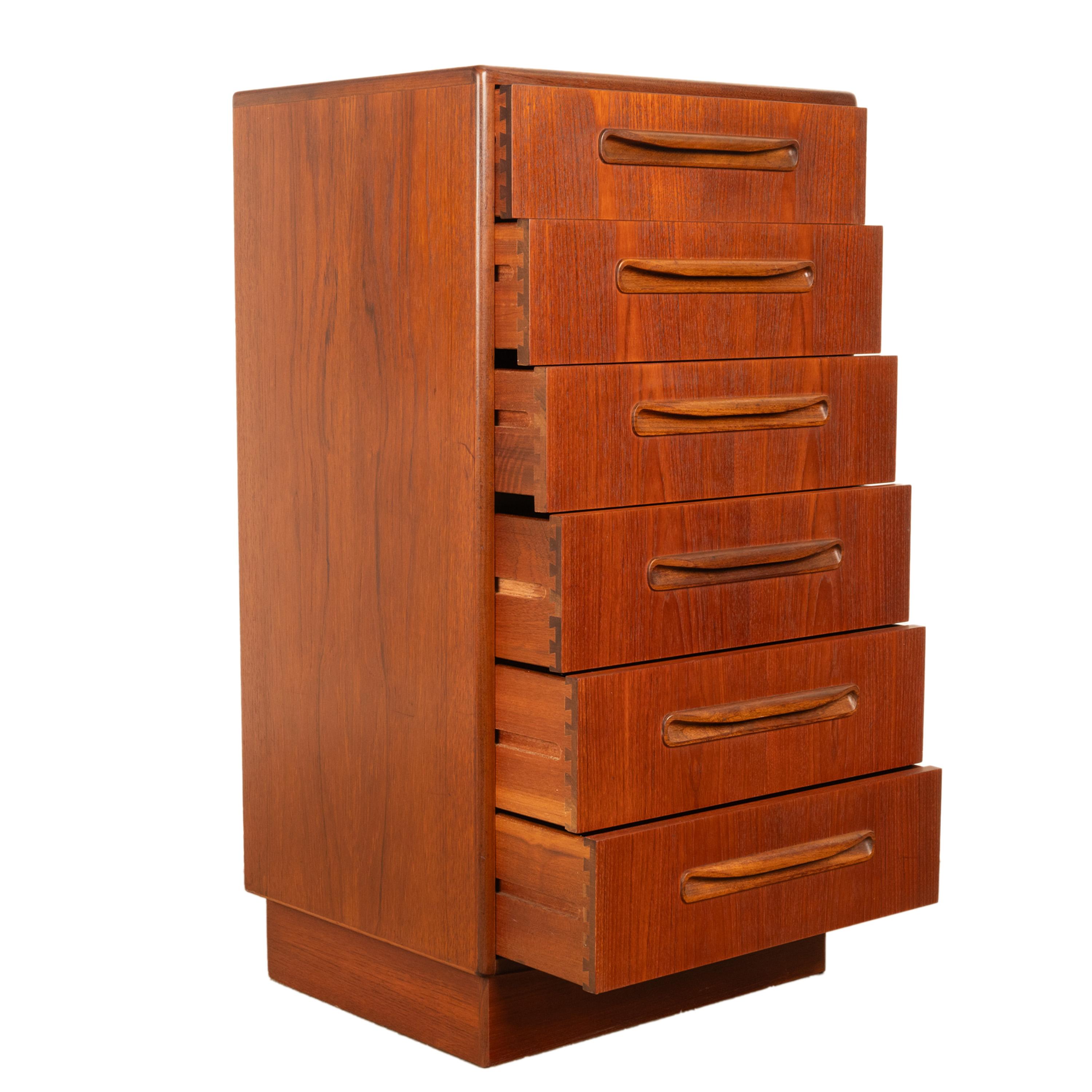 Mid Century Modern G Plan Teak Tall Dresser Chest of Six Drawers Fresco 1966 For Sale 3