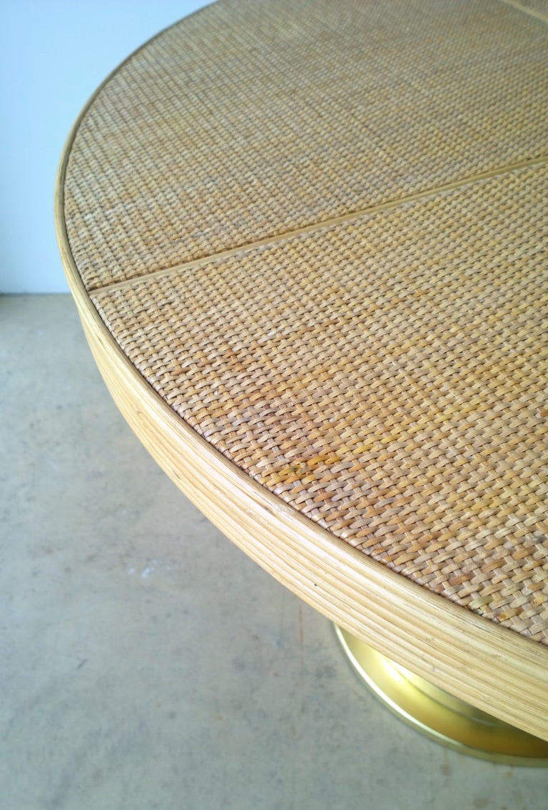 Rattan Cane and Wicker Circular Pedestal Center Table / Dining Table w