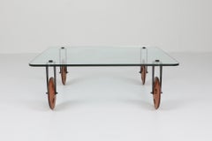 Gae Aulenti Style Coffee Table With Wheels