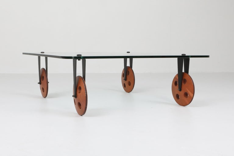 Gae Aulenti Style Coffee Table With Wheels For Sale At 1stdibs