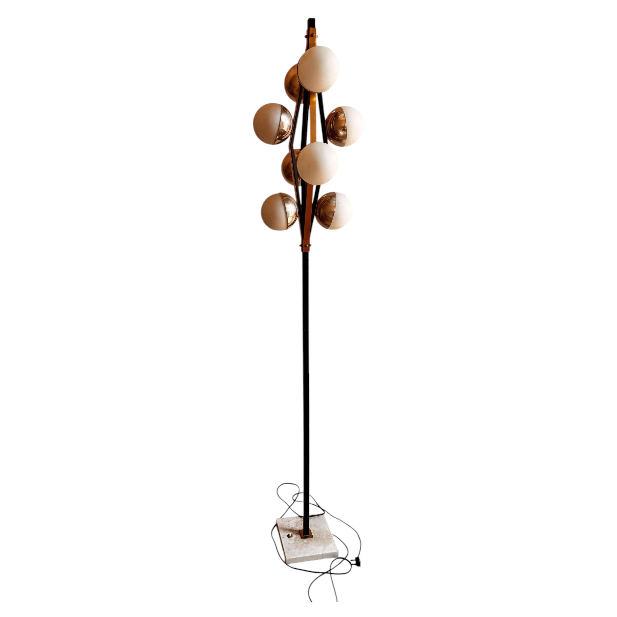 Mid-Century Modern "Galaxy" Floor Lamp by Stilnovo 1950s Italian Design stamp