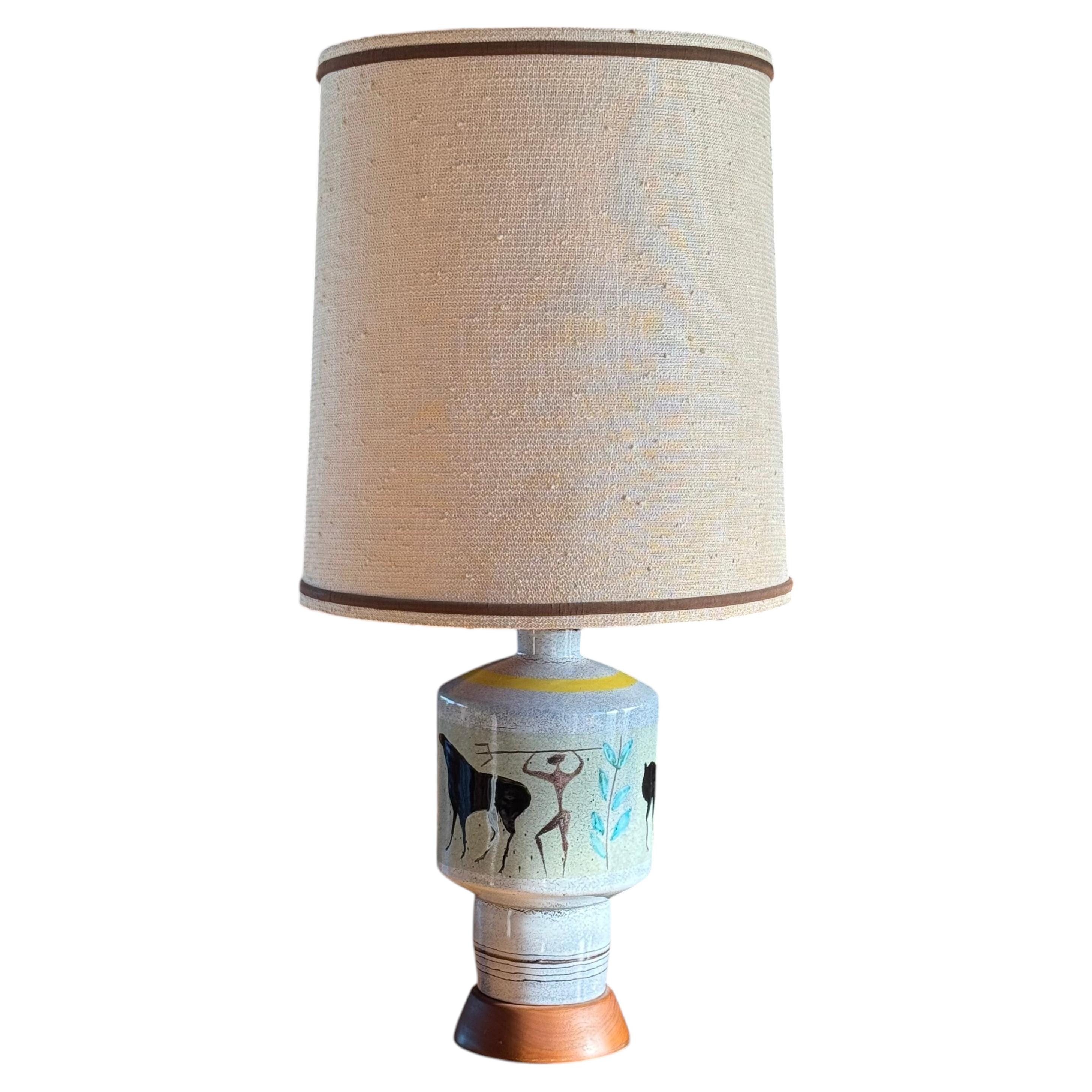 Mid century modern Gambone style ceramic lamp, Italy circa 1960