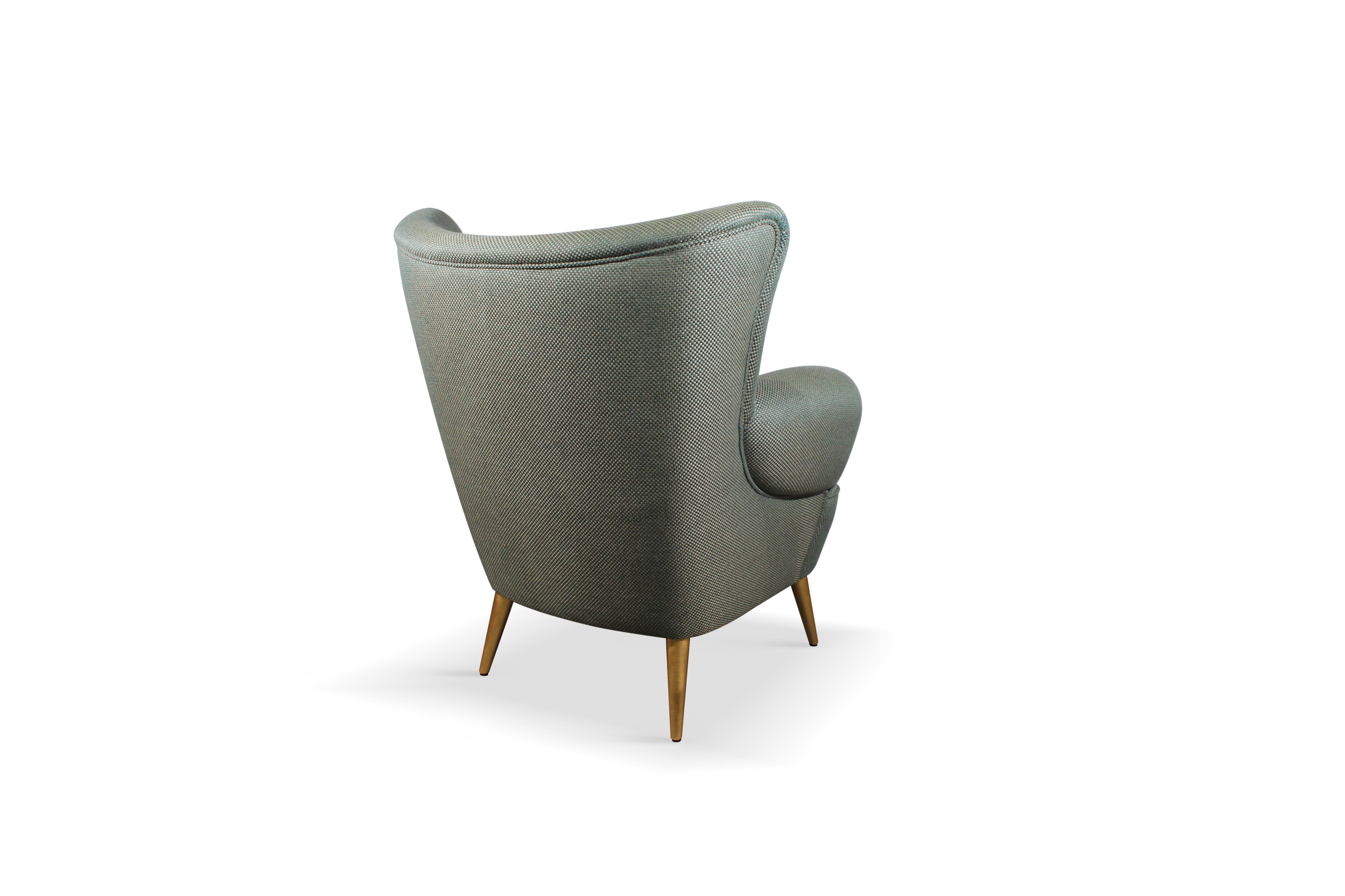 Mid-Century Modern Garland Armchair Wood Legs Cotton Velvet In New Condition For Sale In RIO TINTO, PT