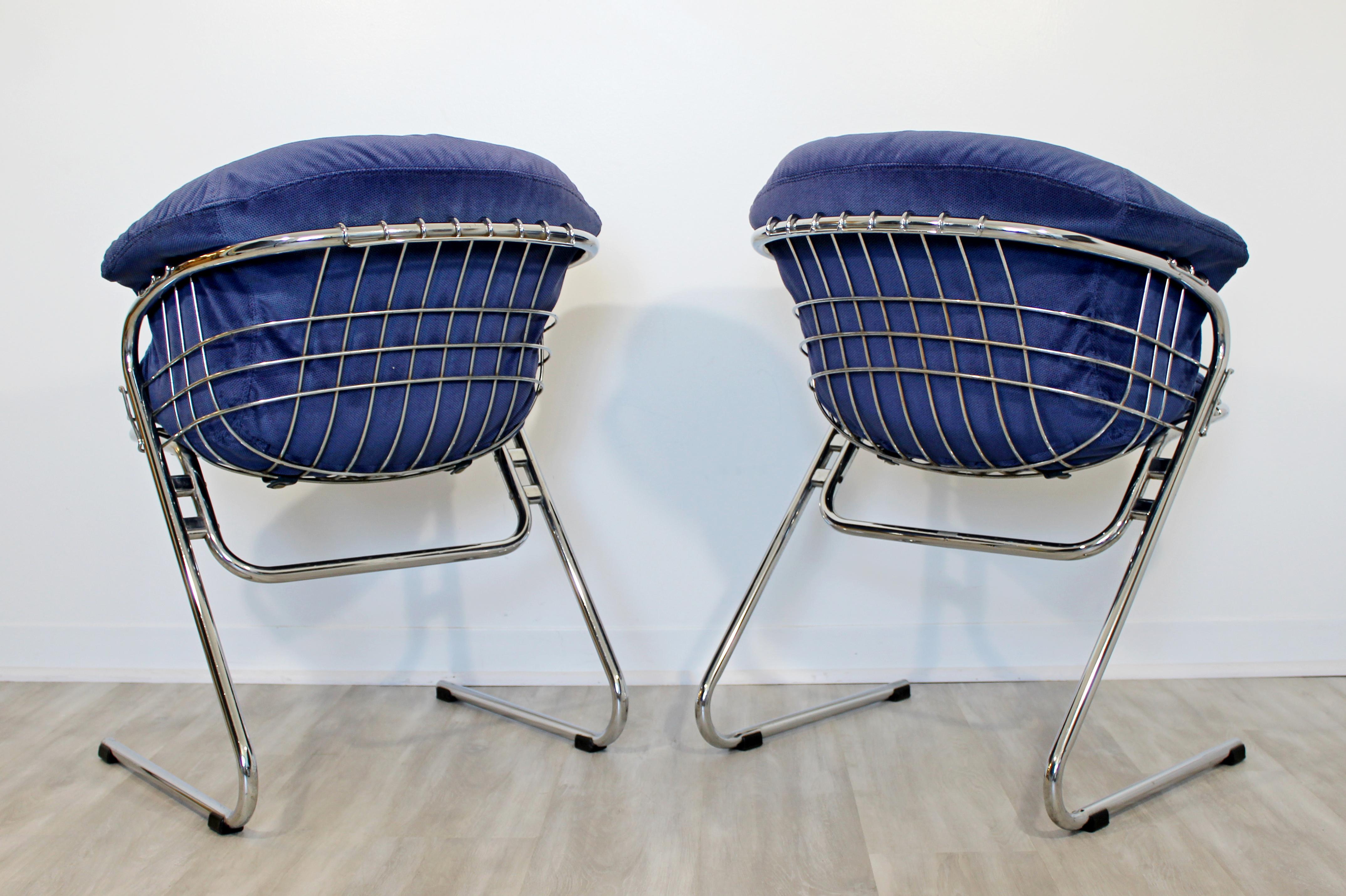 Mid-Century Modern Gastone Rinaldi Pair Cantilever Chrome Armchairs, 1970s Italy 1