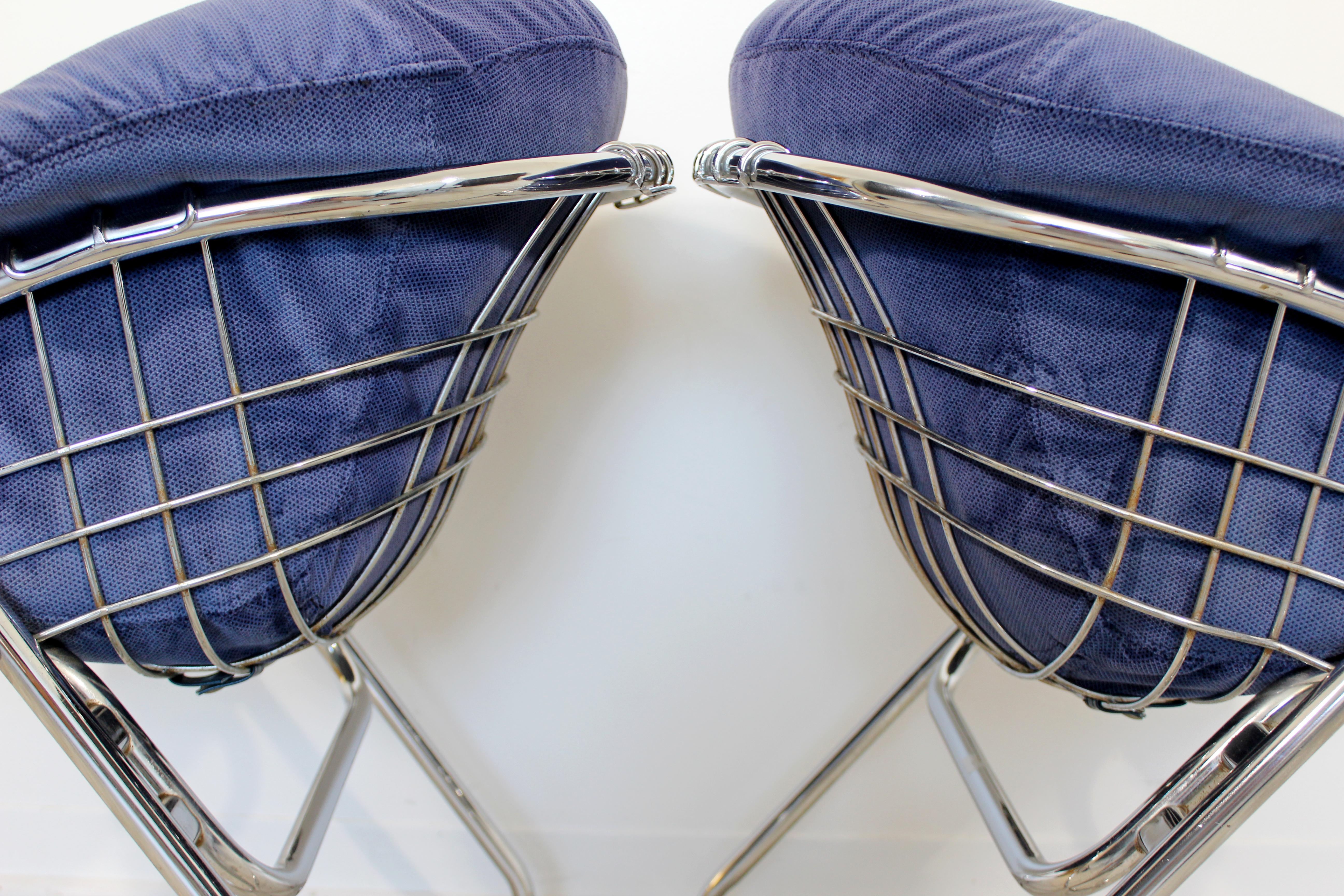 Mid-Century Modern Gastone Rinaldi Pair Cantilever Chrome Armchairs, 1970s Italy 2