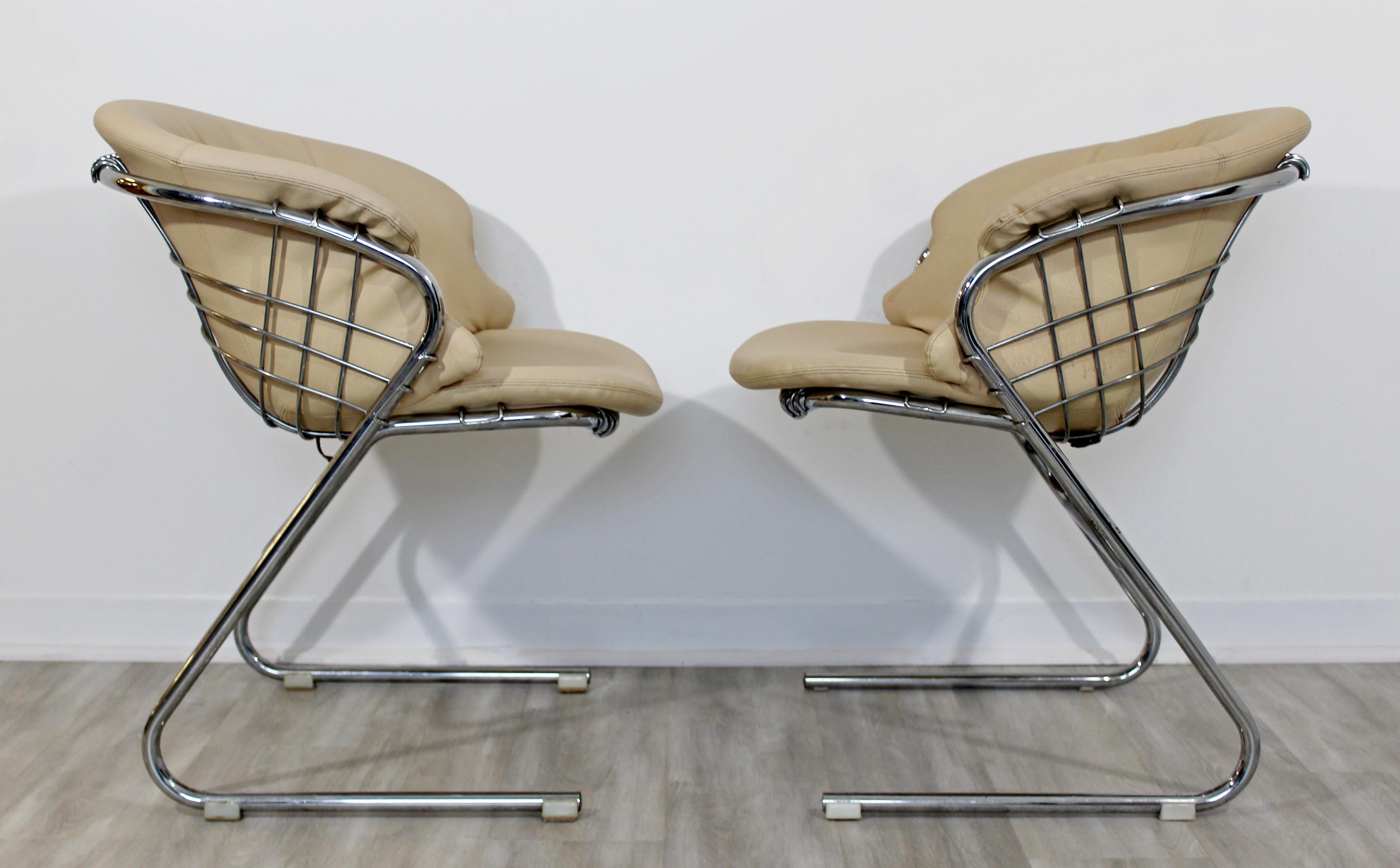 Late 20th Century Mid-Century Modern Gastone Rinaldi Set of 4 Cantilever Chrome Armchairs, Italy