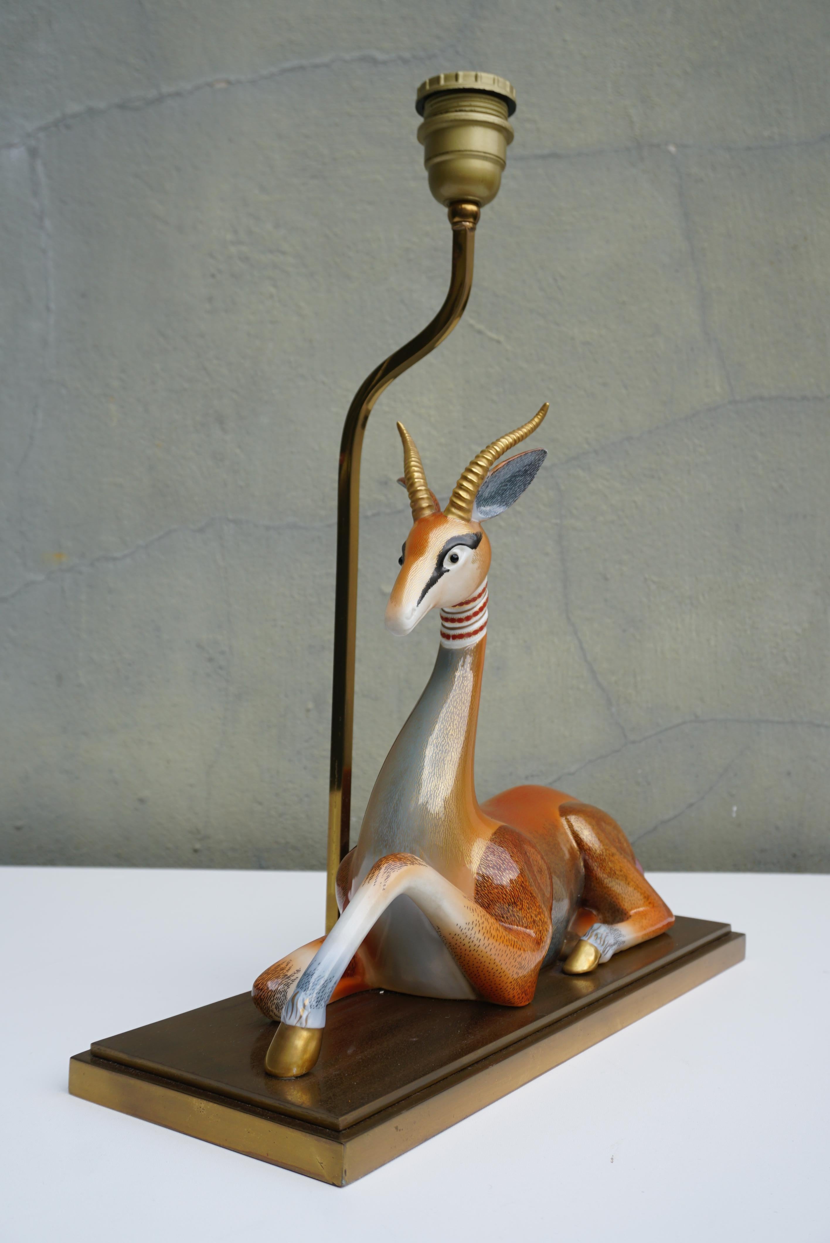 Mid-Century Modern Gazelle Antilope Ceramic Table Lamp For Sale 3