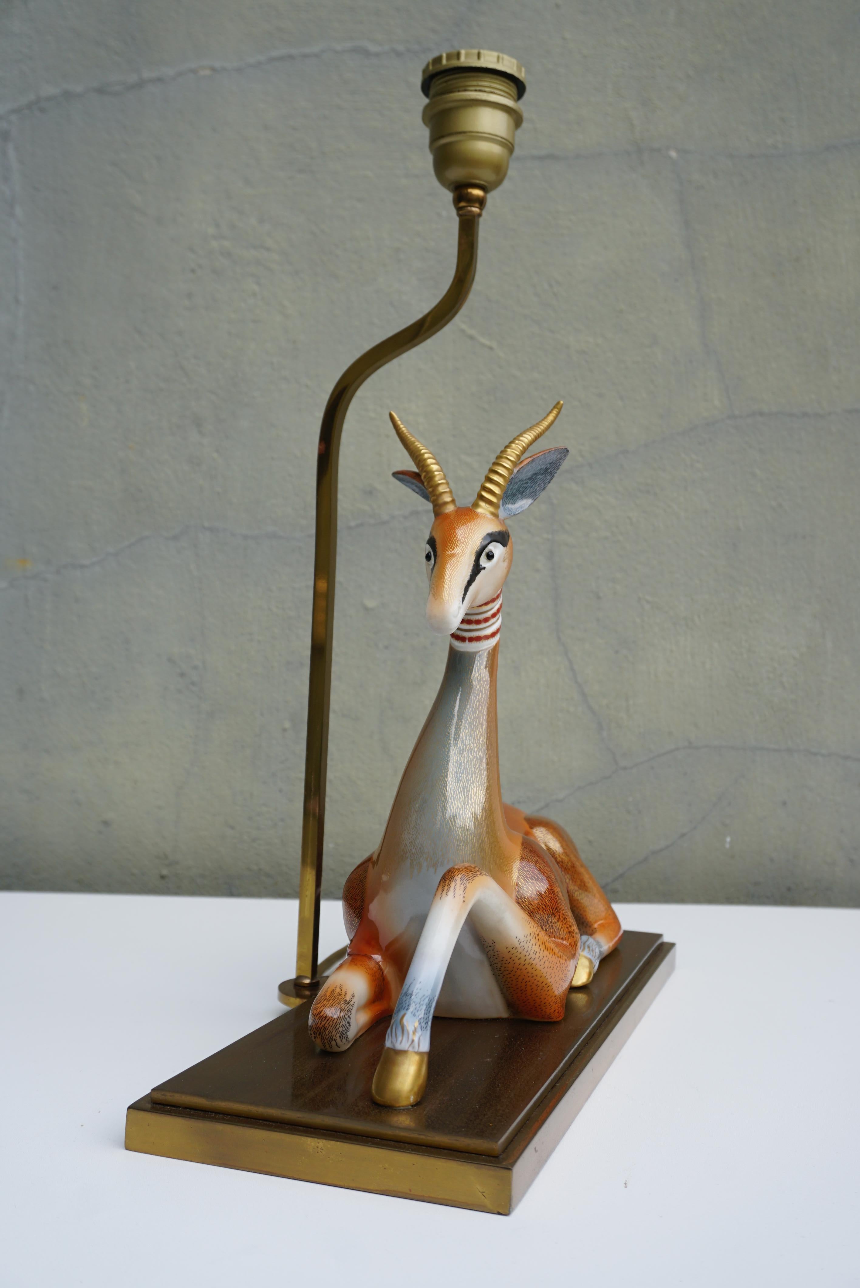 Mid-Century Modern Gazelle Antilope Ceramic Table Lamp For Sale 4
