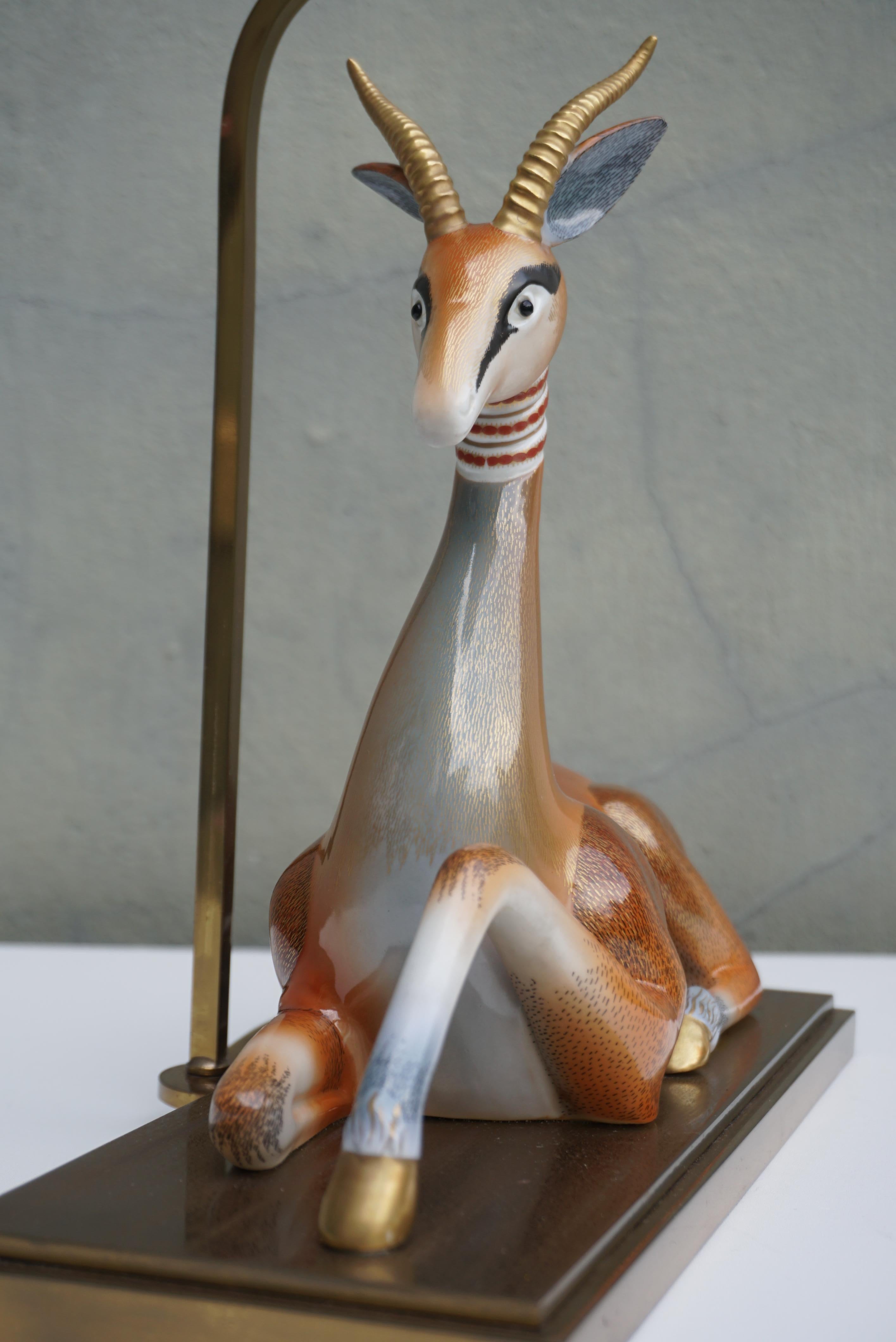 Mid-Century Modern Gazelle Antilope Ceramic Table Lamp For Sale 5