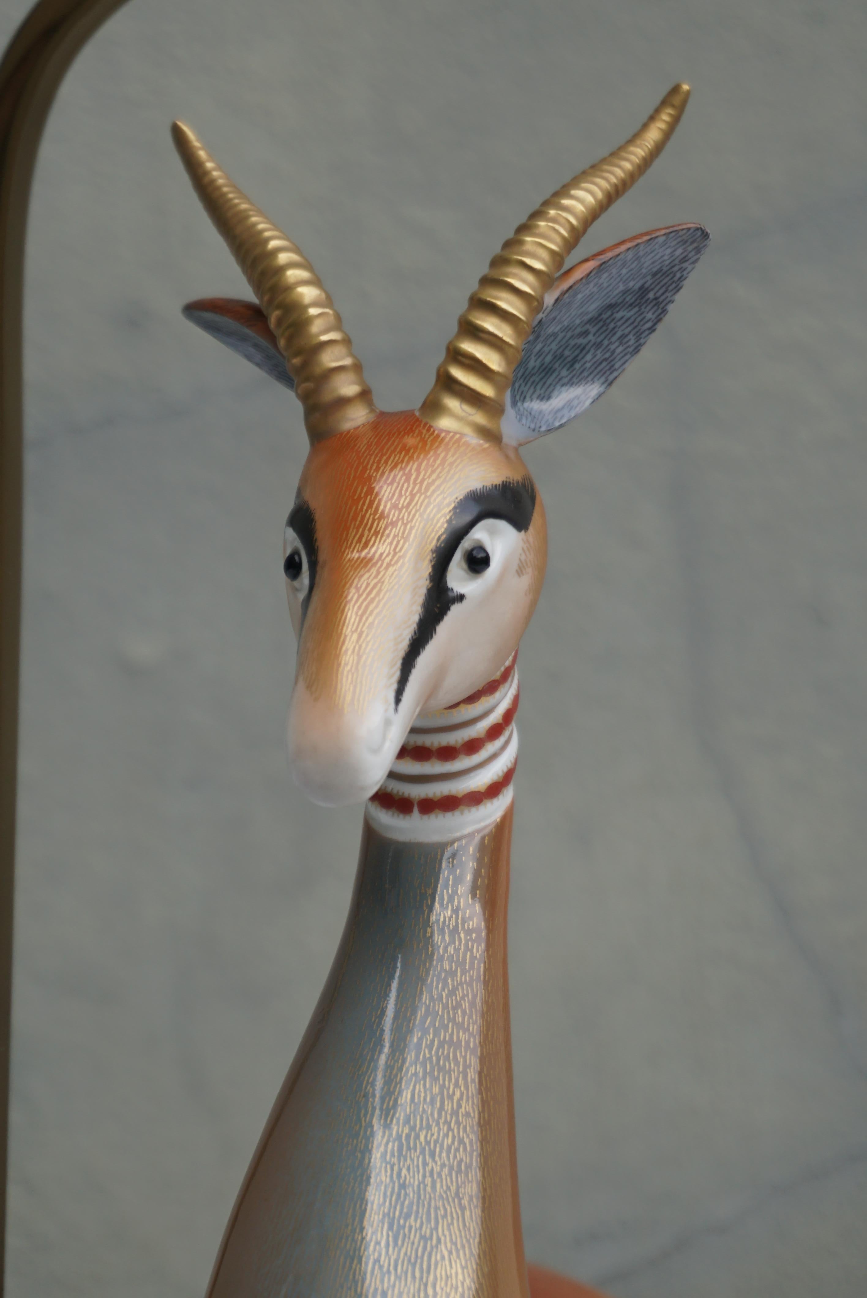 Mid-Century Modern Gazelle Antilope Ceramic Table Lamp For Sale 6