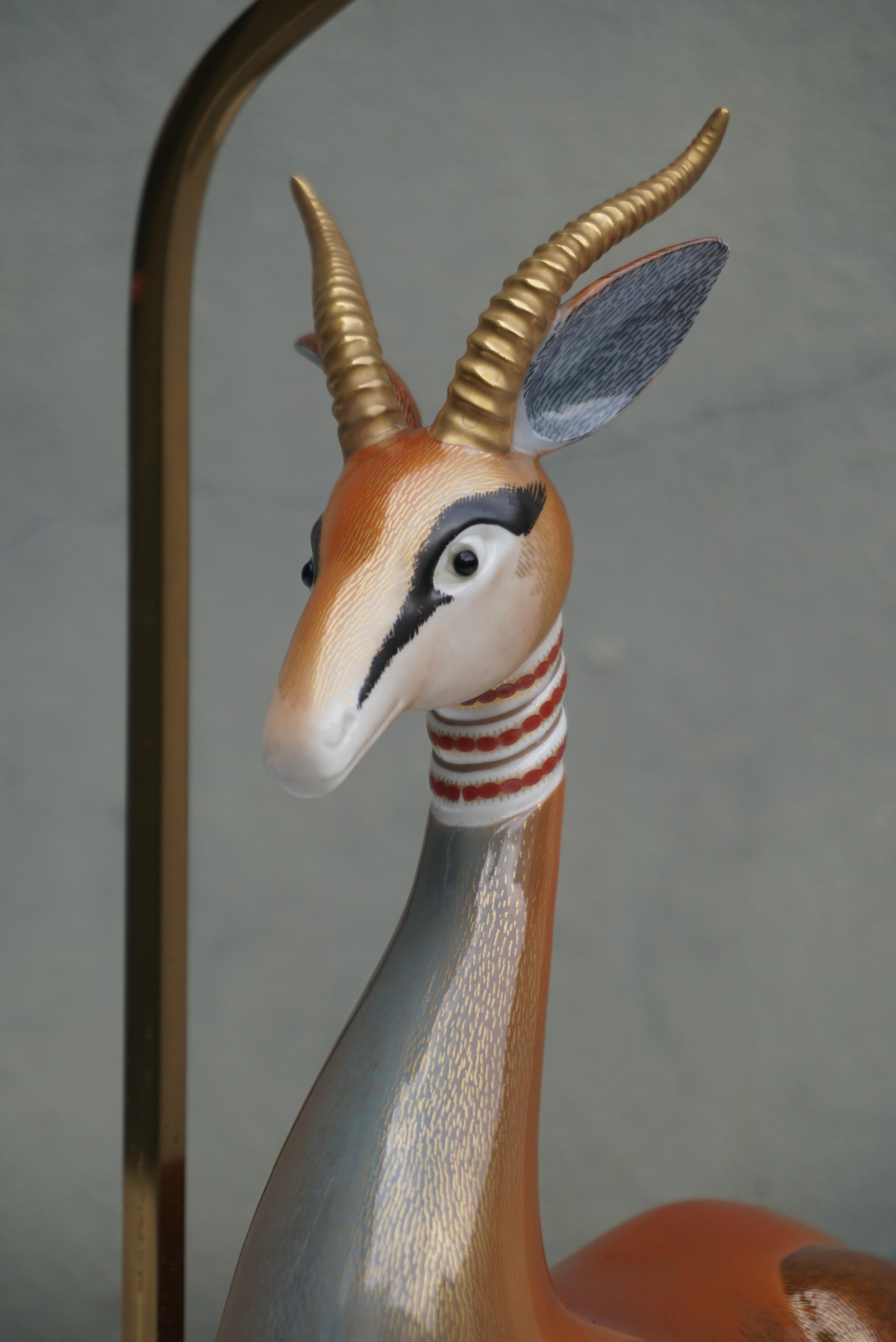 Mid-Century Modern Gazelle Antilope Ceramic Table Lamp For Sale 7