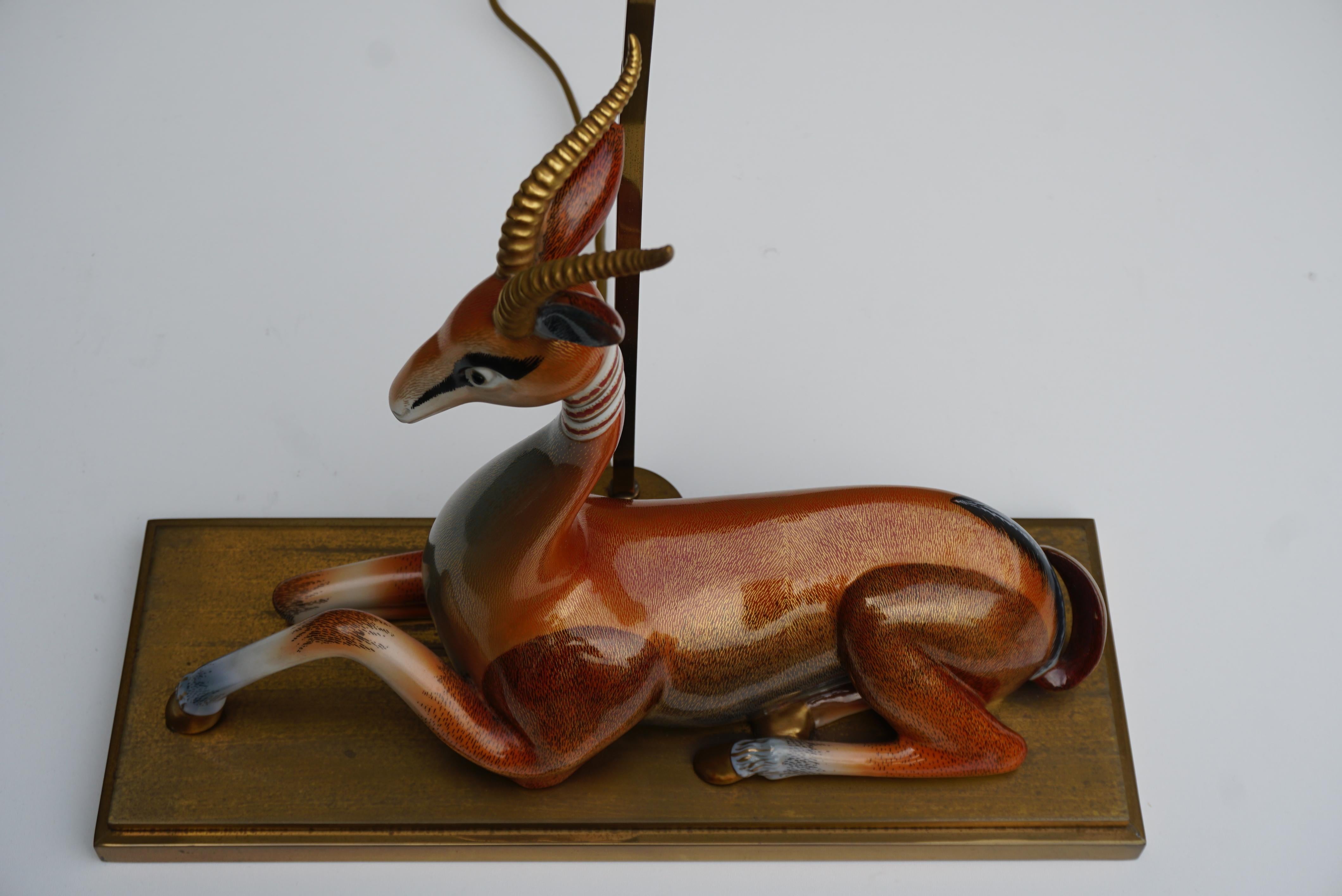 Mid-Century Modern Gazelle Antilope Ceramic Table Lamp For Sale 8