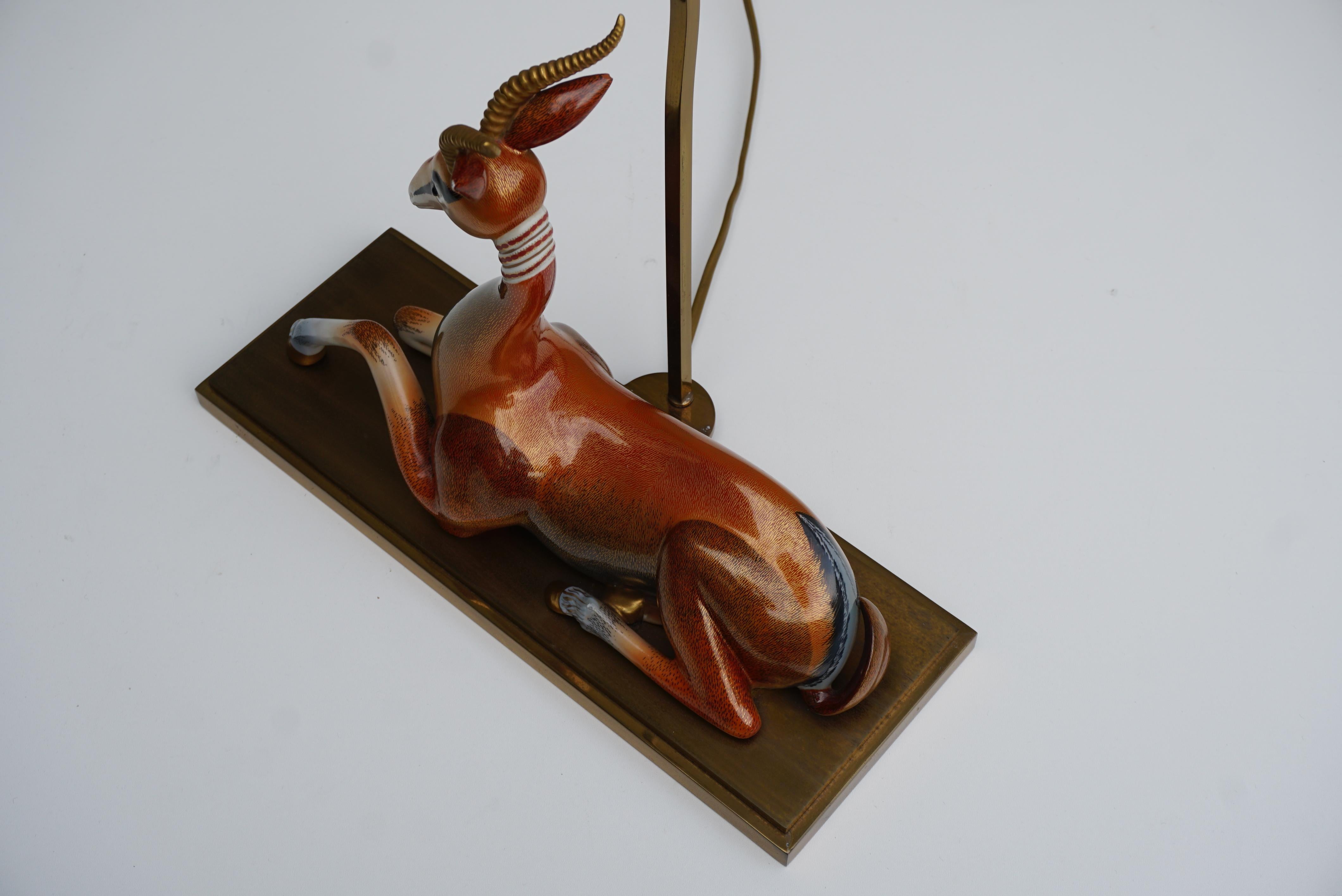 Mid-Century Modern Gazelle Antilope Ceramic Table Lamp For Sale 9