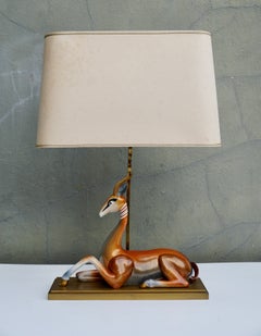 Mid-Century Modern Gazelle Antilope Ceramic Table Lamp