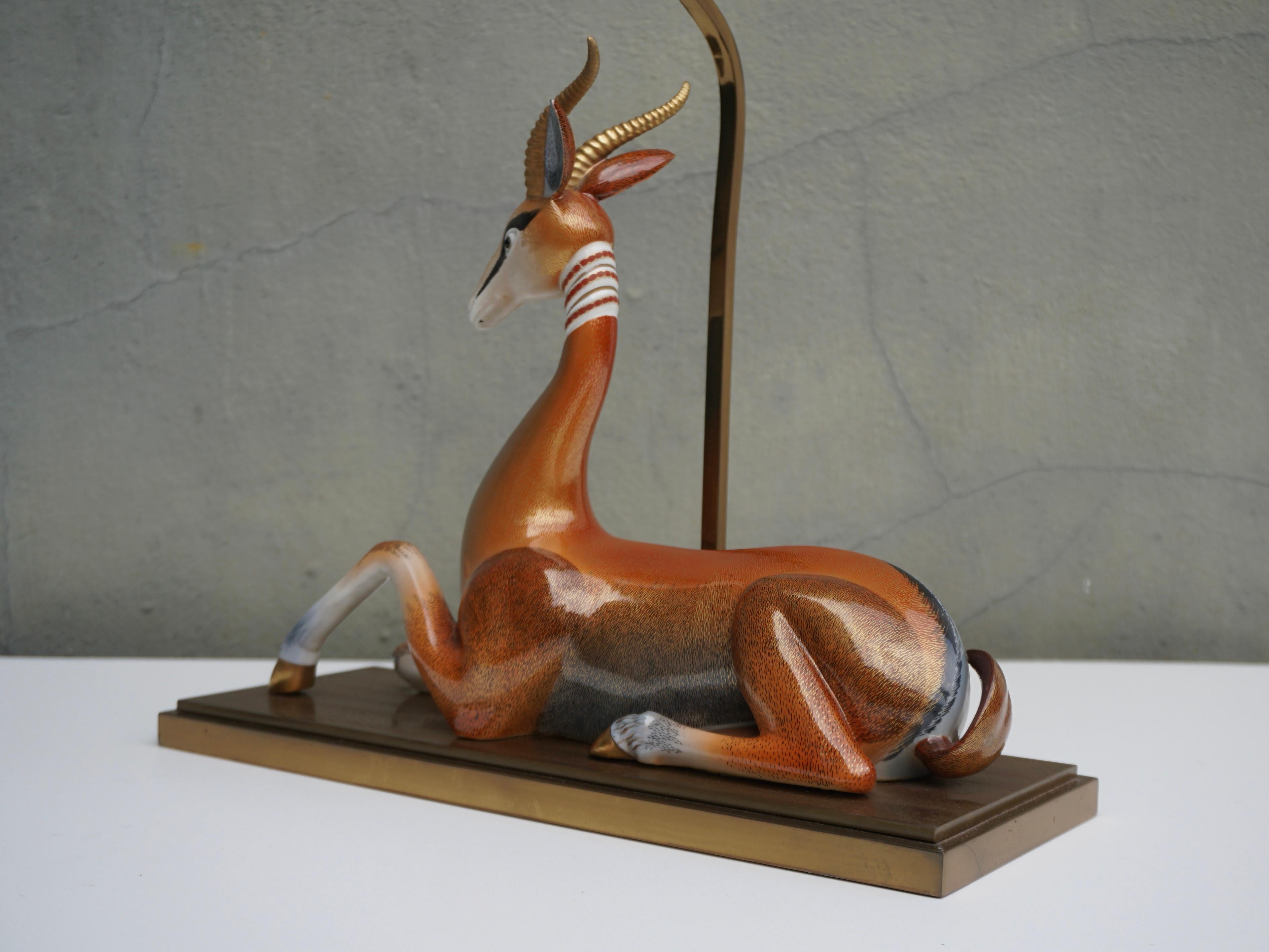 Mid-Century Modern Gazelle Antilope Ceramic Table Lamp In Good Condition For Sale In Antwerp, BE