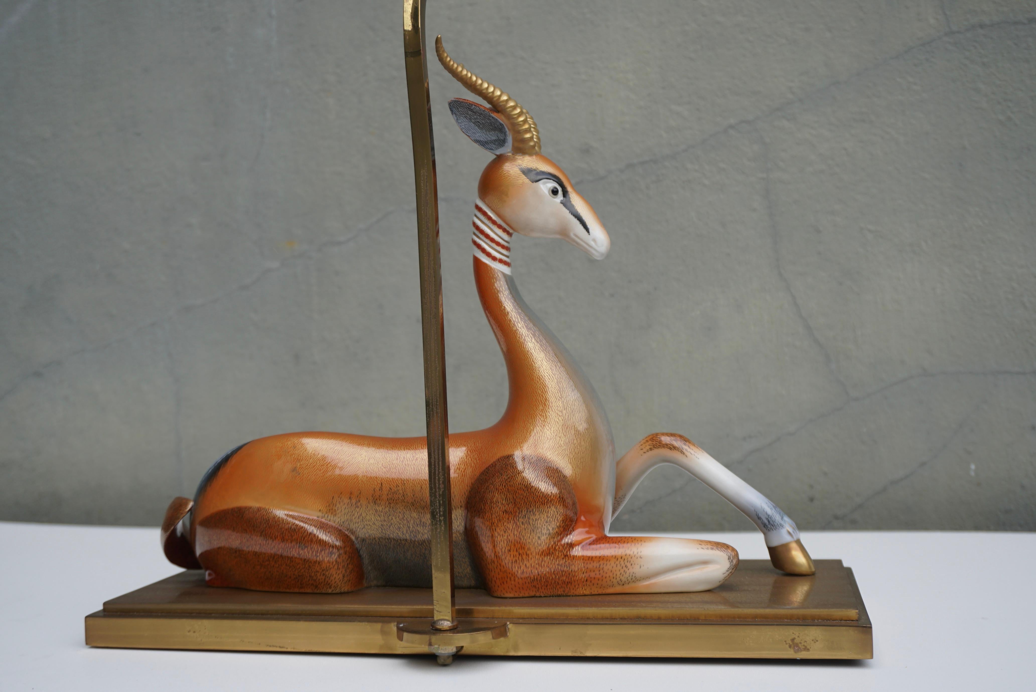 Mid-Century Modern Gazelle Antilope Ceramic Table Lamp For Sale 1