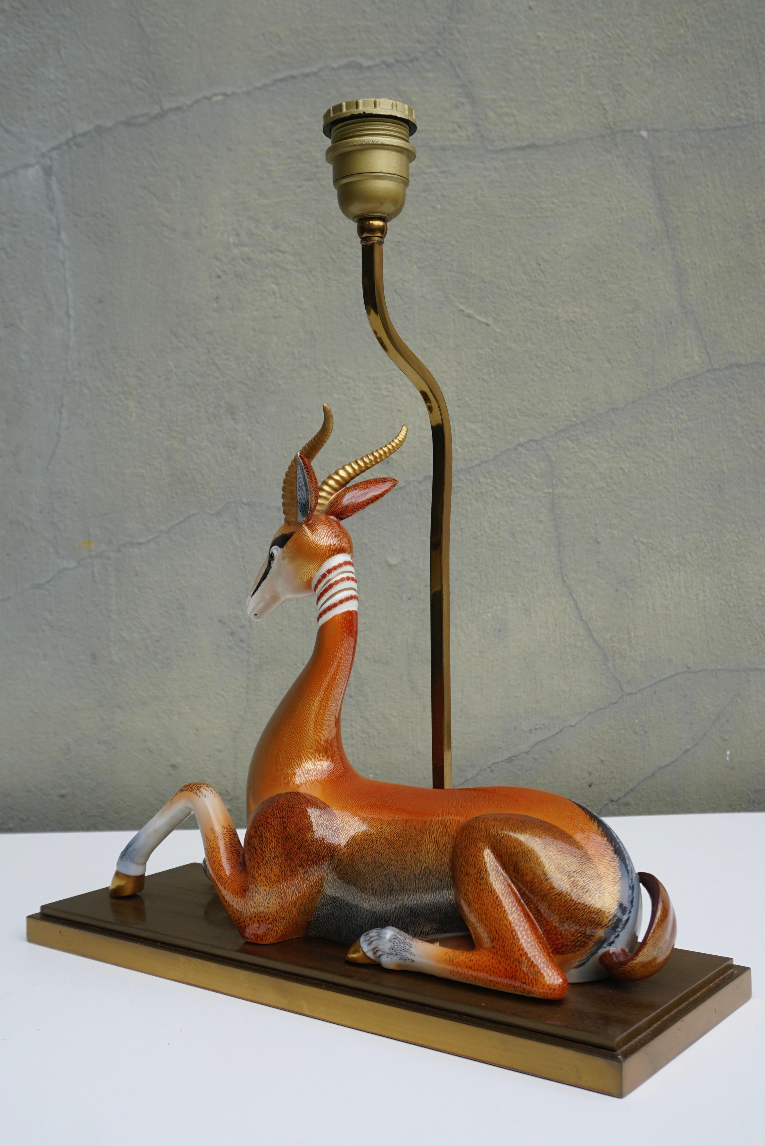 Mid-Century Modern Gazelle Antilope Ceramic Table Lamp For Sale 2