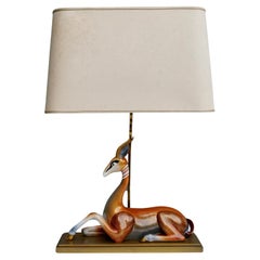 Mid-Century Modern Gazelle Antilope Ceramic Table Lamp