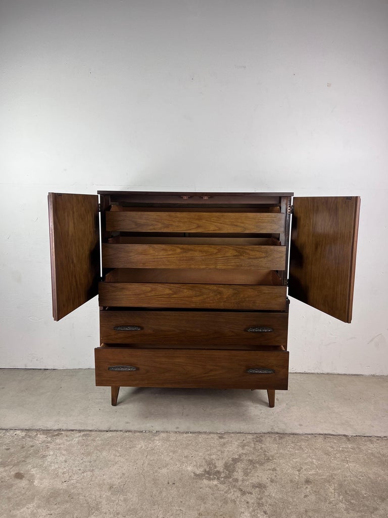 MidCentury Modern Gentleman's Chest with Brass Accented Hardware For