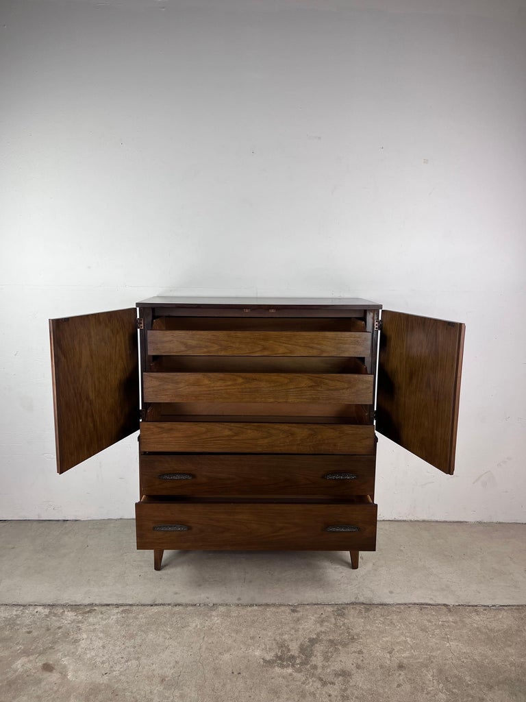 MidCentury Modern Gentleman's Chest with Brass Accented Hardware For