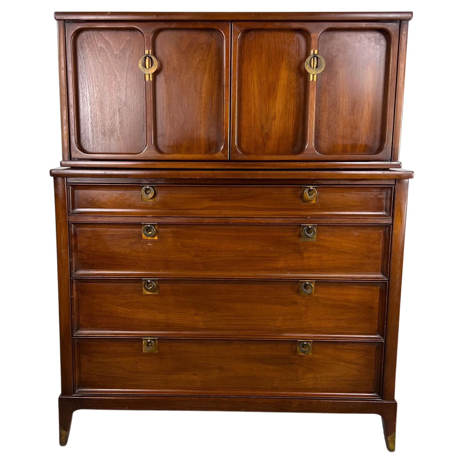 Mid Century Modern Gentleman's Chest with Dropfront Writing  For Sale