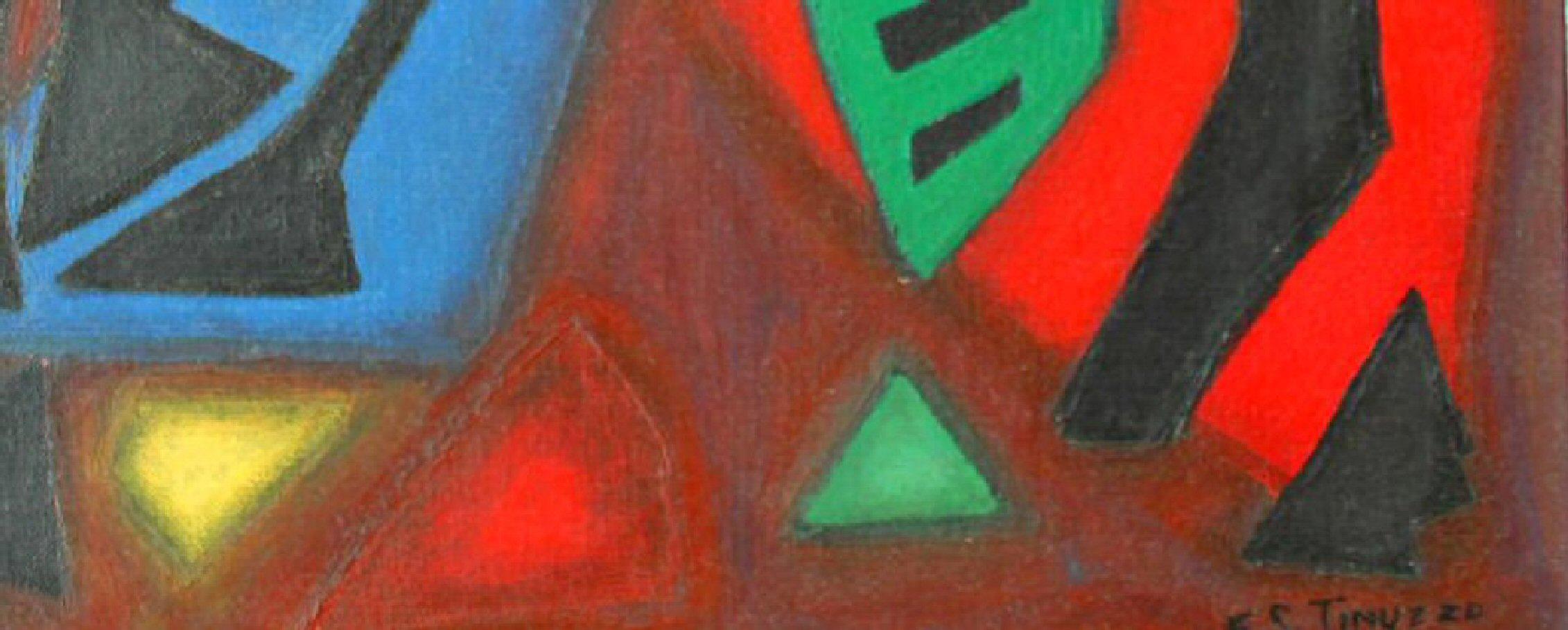 Mid-Century Modern Mid Century Modern Southwest Geometric Abstract Oil Painting 1959 Art Calder For Sale