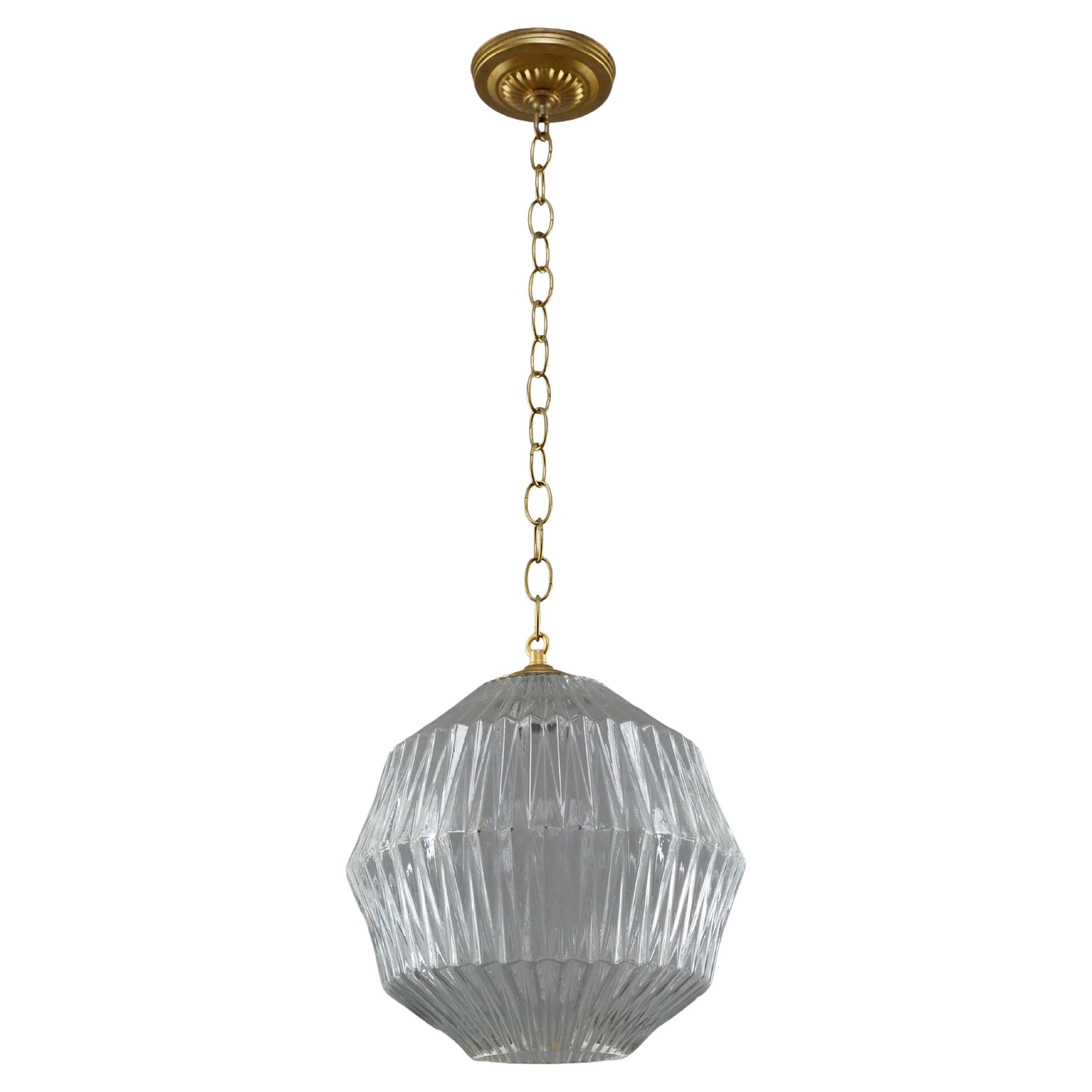 Mid-Century Modern Geometric Brass Pendant Light