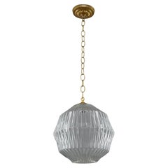 Mid-Century Modern Geometric Brass Pendant Light