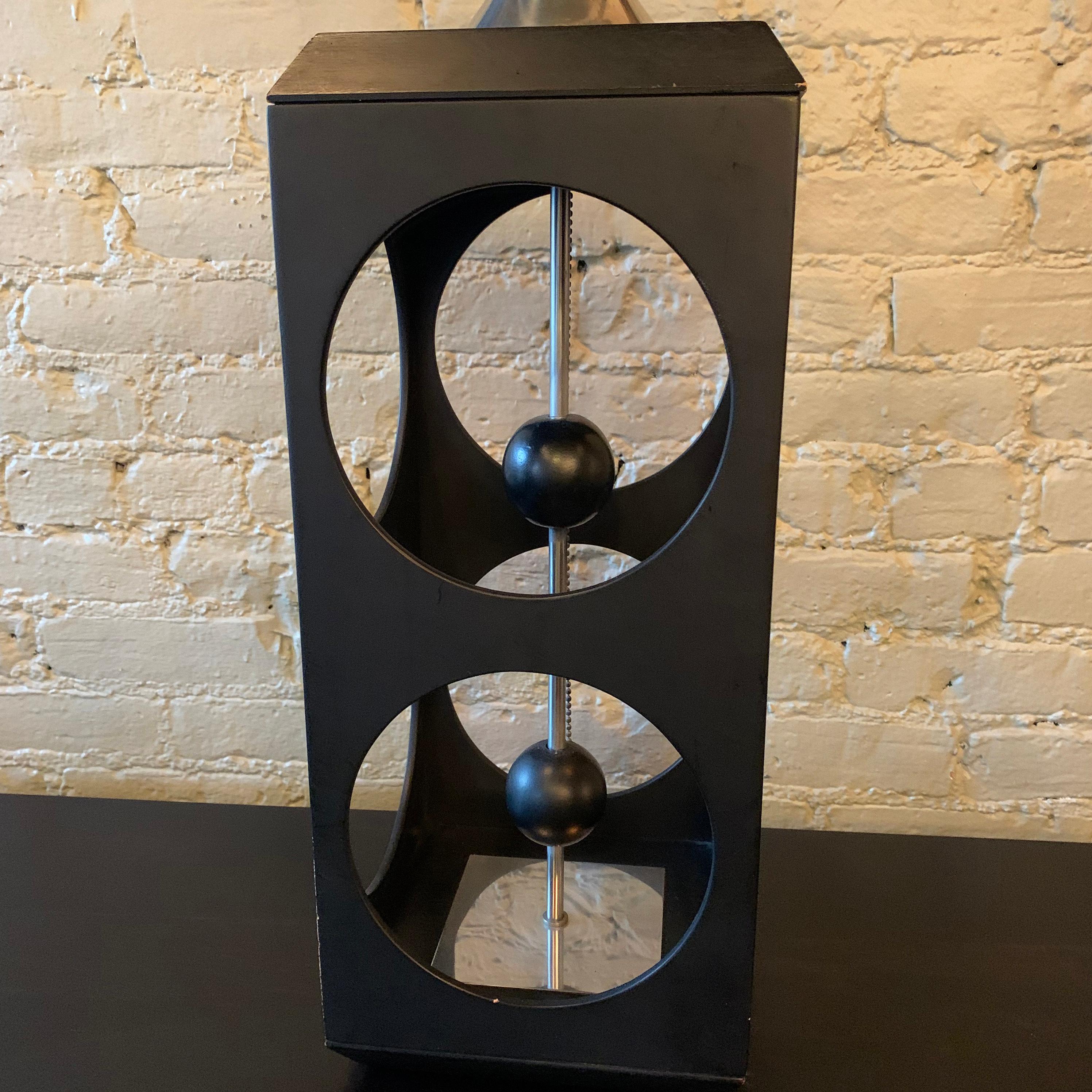 Chrome Mid-Century Modern Geometric Cut-Out Cube Table Lamp