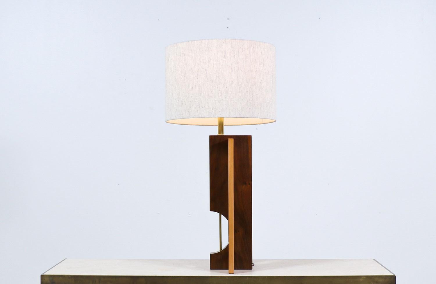Polished Mid-Century Modern Geometric Form Table Lamp
