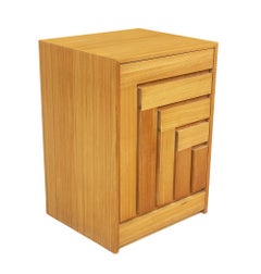Mid-Century Modern Geometric Front Cabinet or Night Stand in Blonde Wood