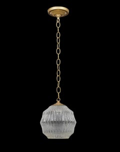 Mid-Century Modern Geometric Glass Brass Pendant Light