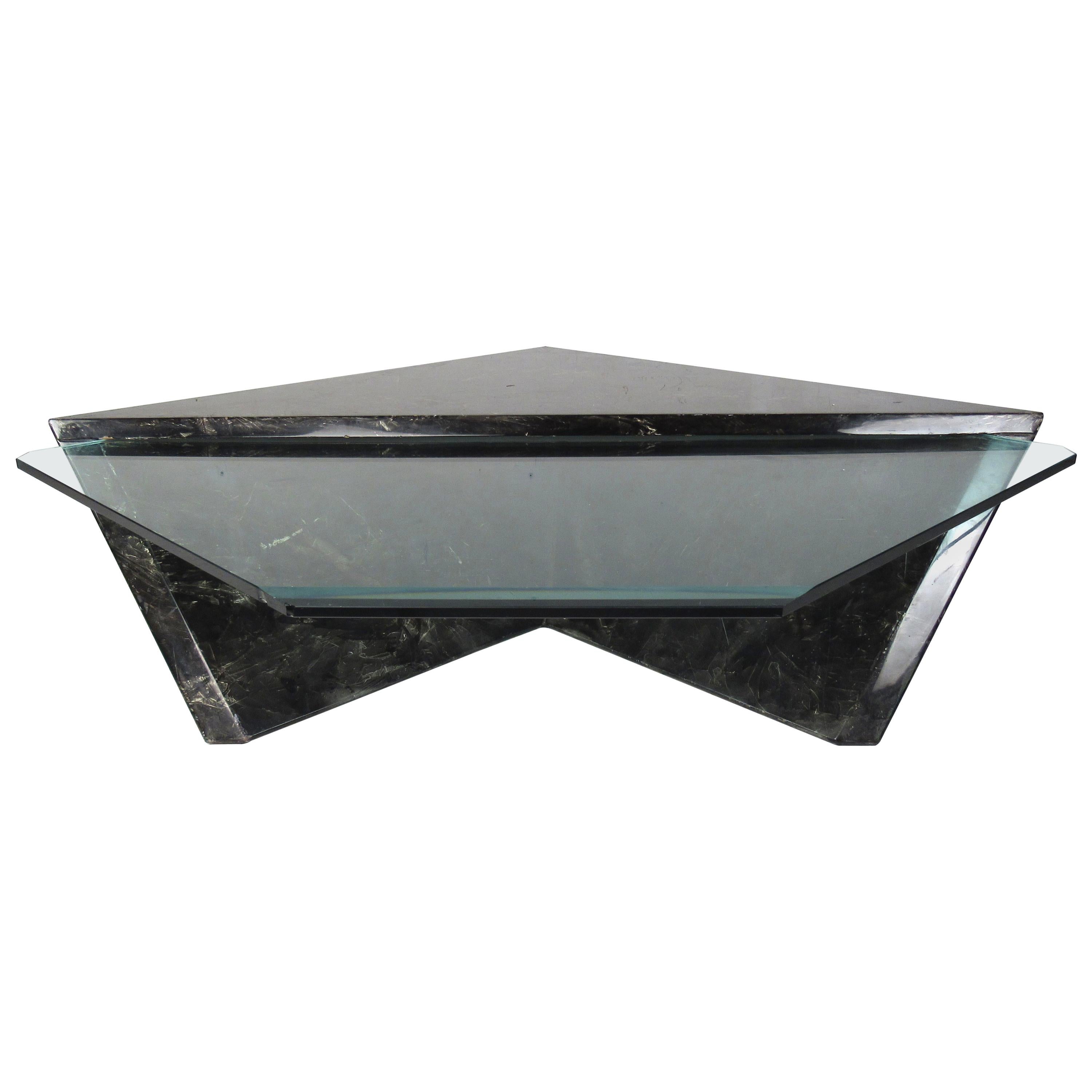 Mid-Century Modern Geometric Glass Coffee Table