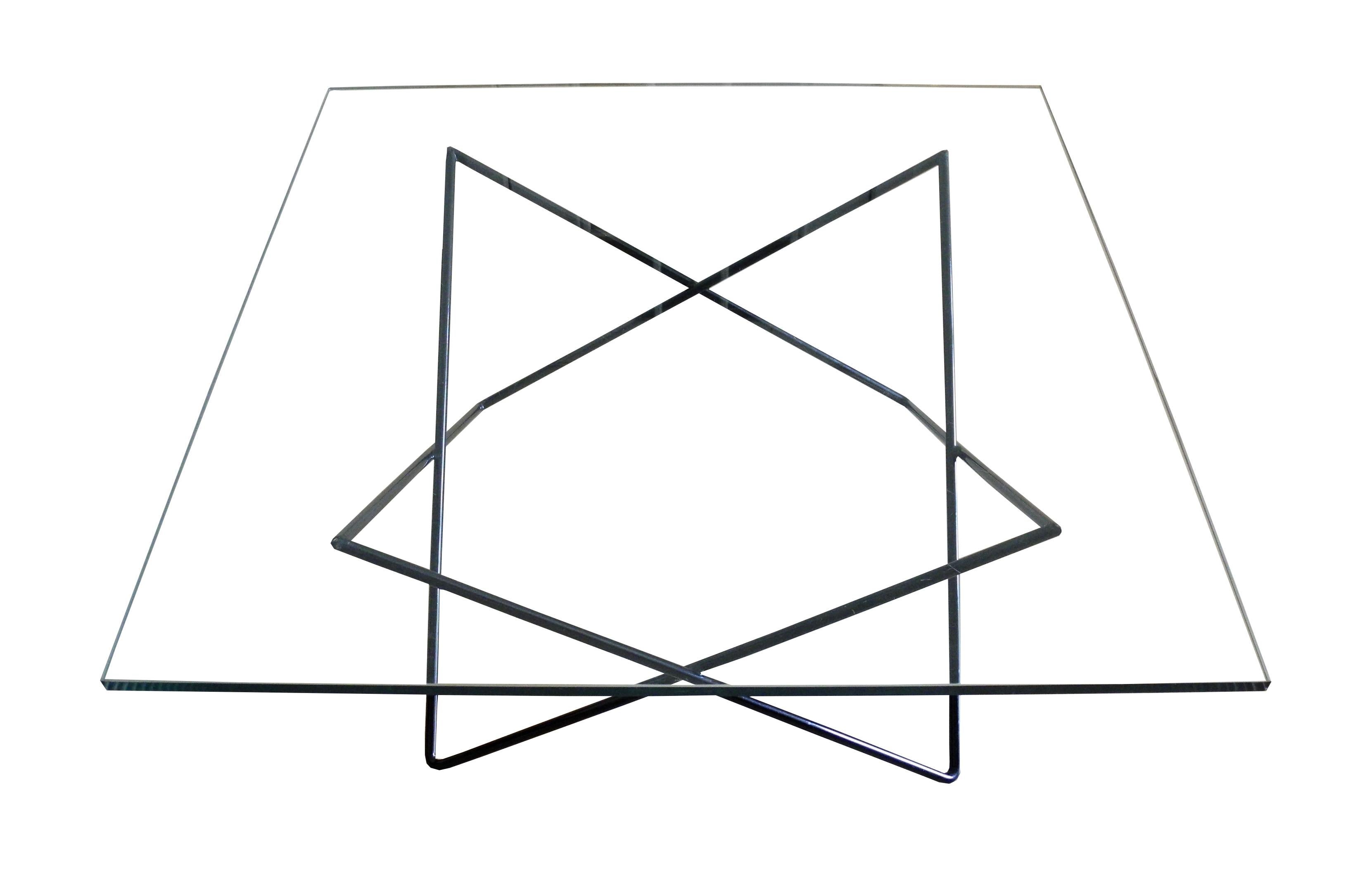 Mid-Century Modern Geometric Italian Black Iron and Glass Coffee Table For Sale 2
