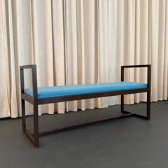 Mid Century Modern Geometric Lacquered Mahogany Bench