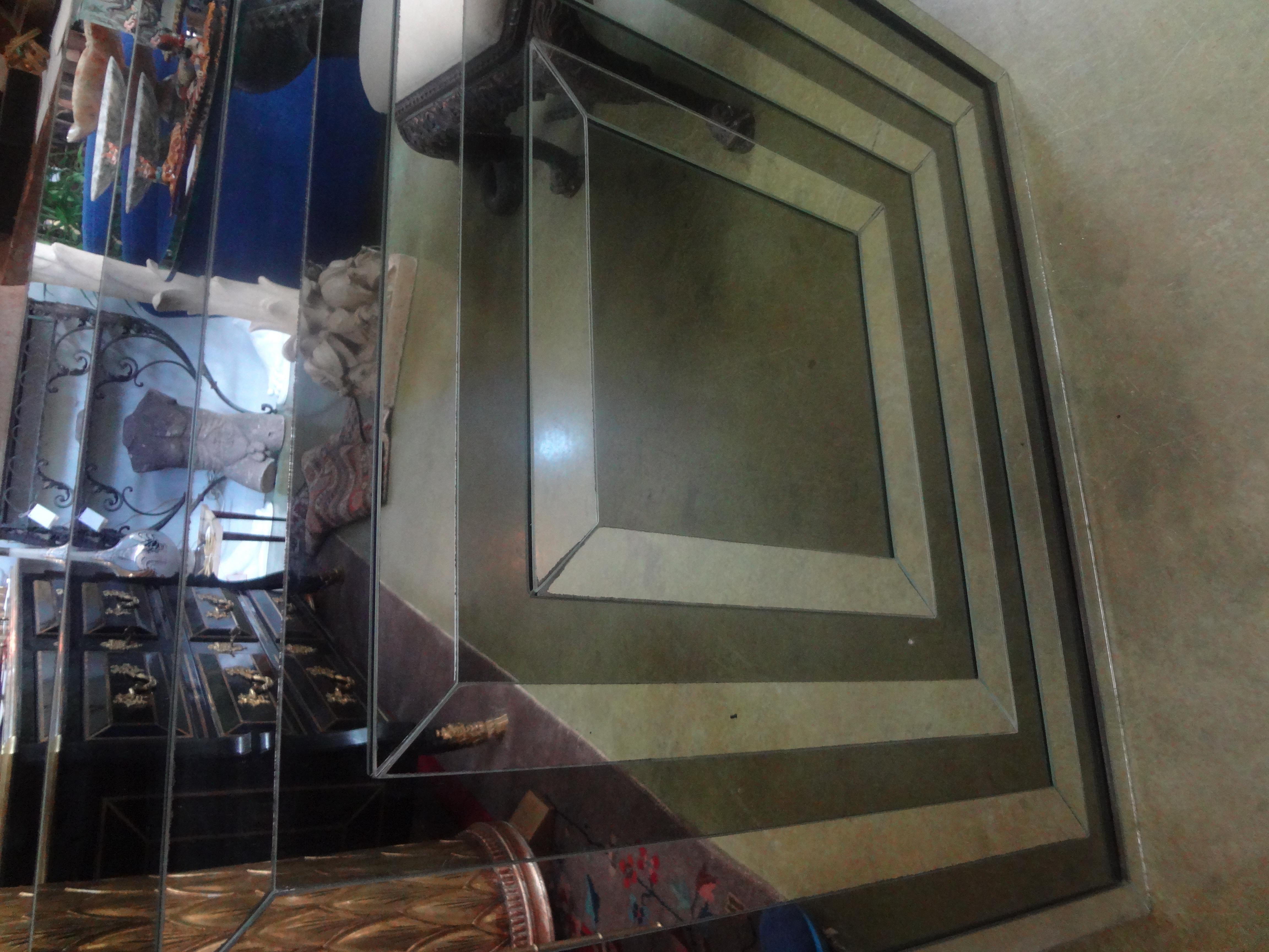 Mid Century Modern Geometric Mirror In Good Condition For Sale In Houston, TX