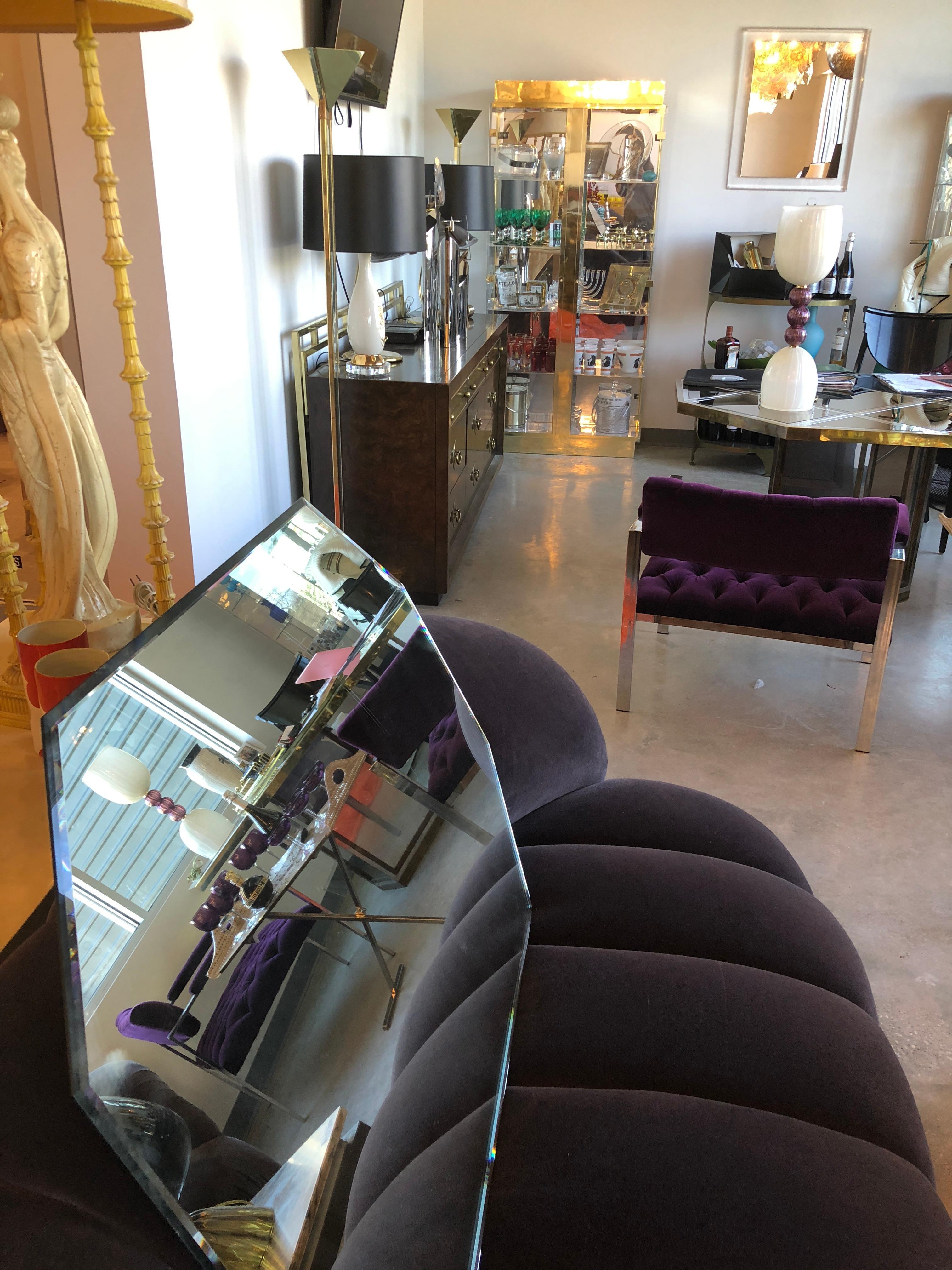 Mid-Century Modern Geometric Octagon Beveled Wall Mirror For Sale 5