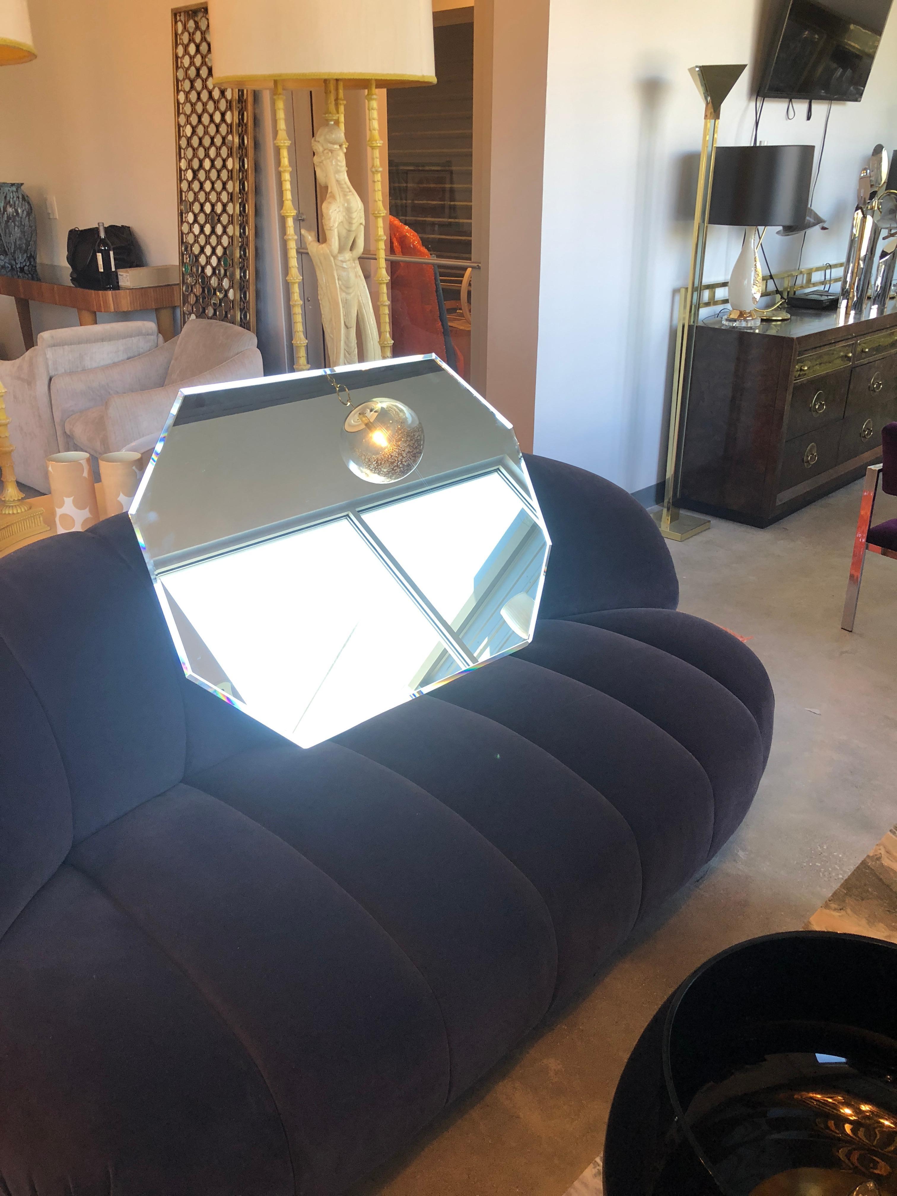 Mid-Century Modern Geometric Octagon Beveled Wall Mirror For Sale 3