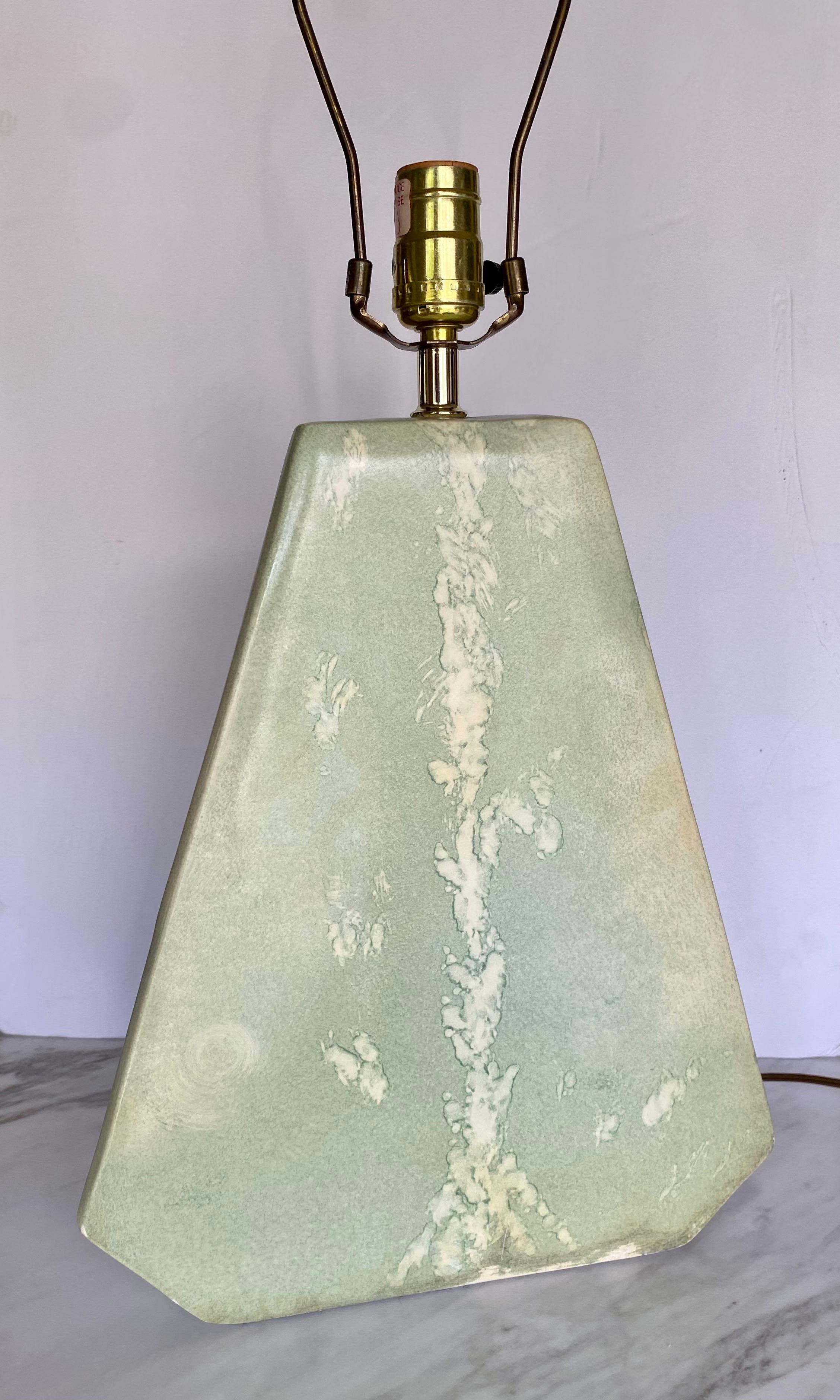 Mid-Century Modern Geometric Plaster Glazed Table Lamp For Sale 6