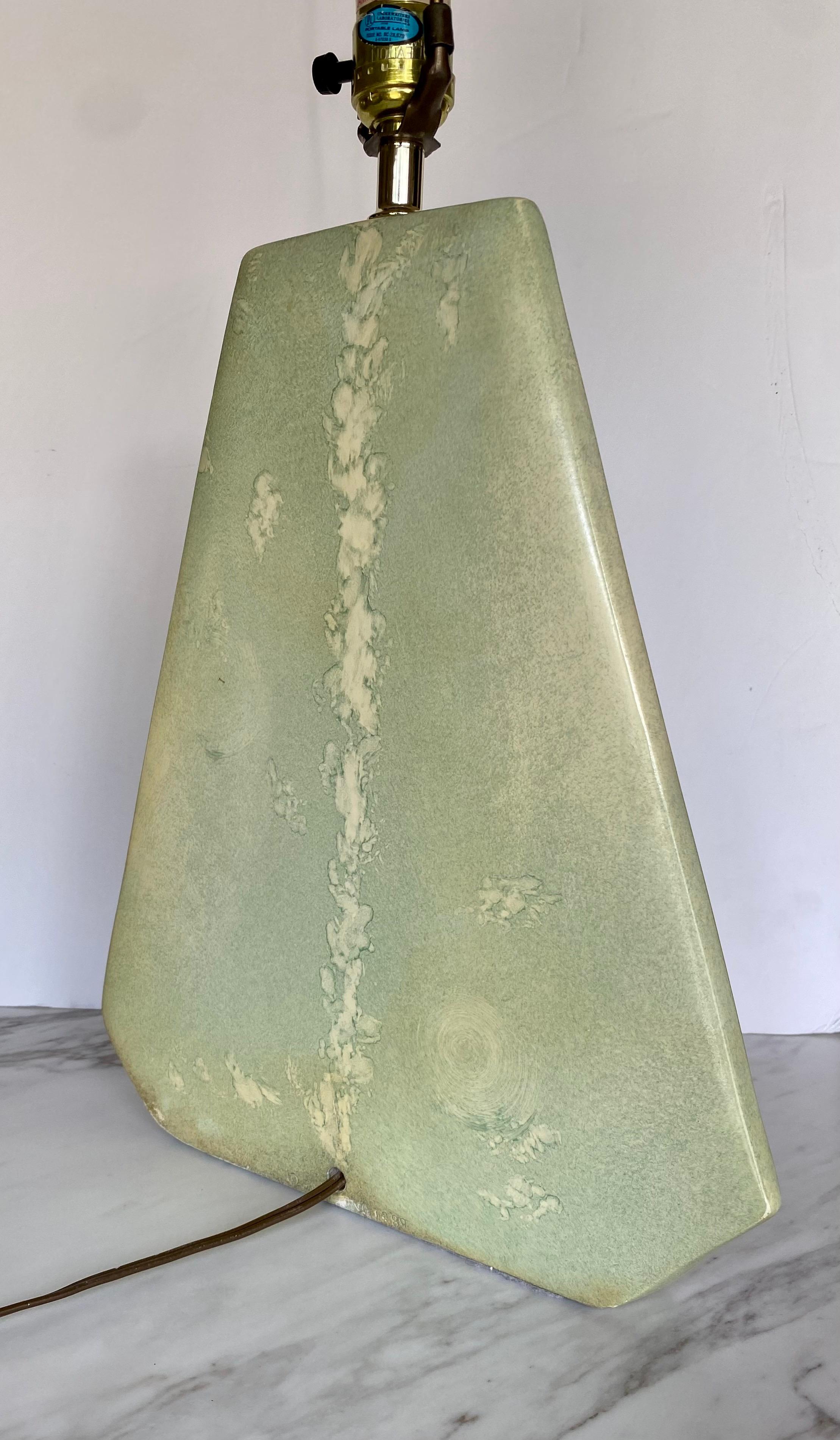 Mid-Century Modern Geometric Plaster Glazed Table Lamp For Sale 8