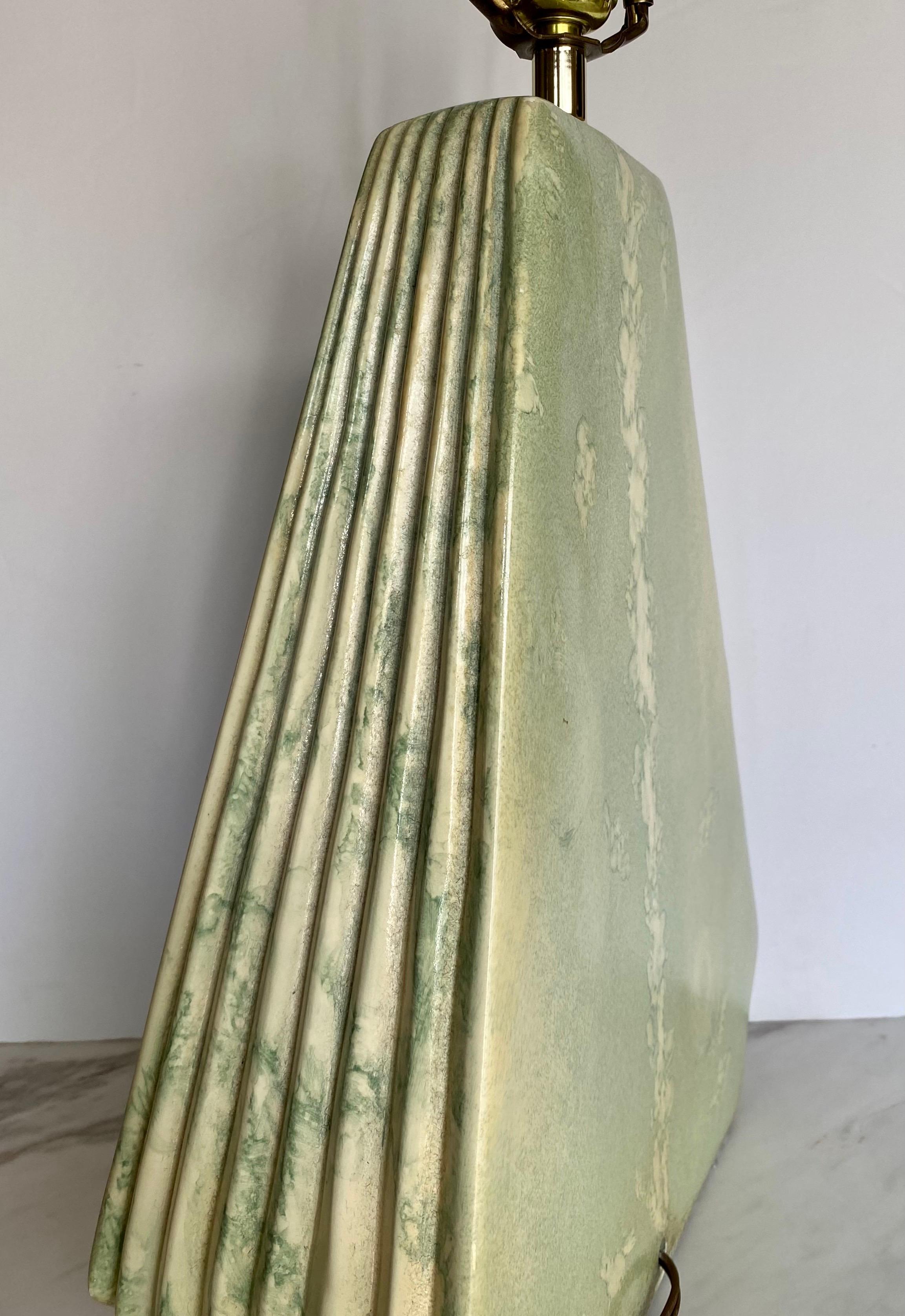 Mid-Century Modern Geometric Plaster Glazed Table Lamp For Sale 9