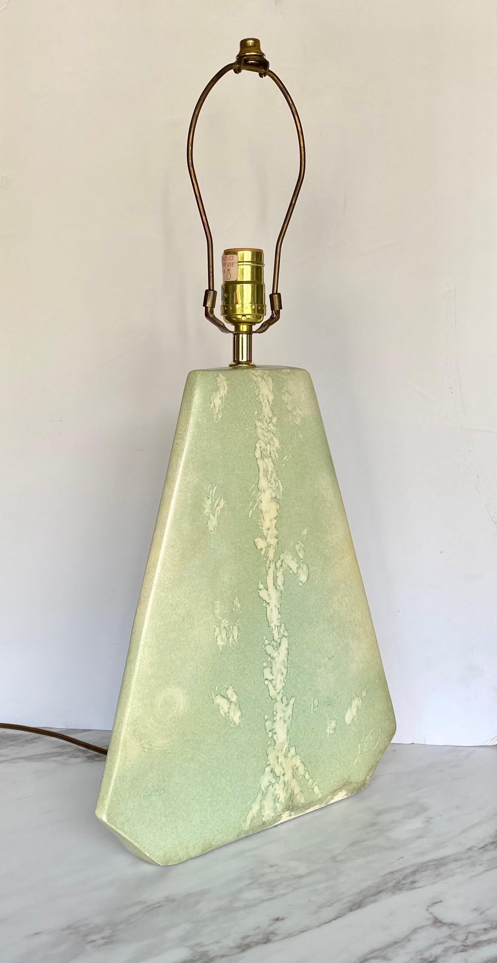 Mid-Century Modern Geometric Plaster Glazed Table Lamp For Sale 1