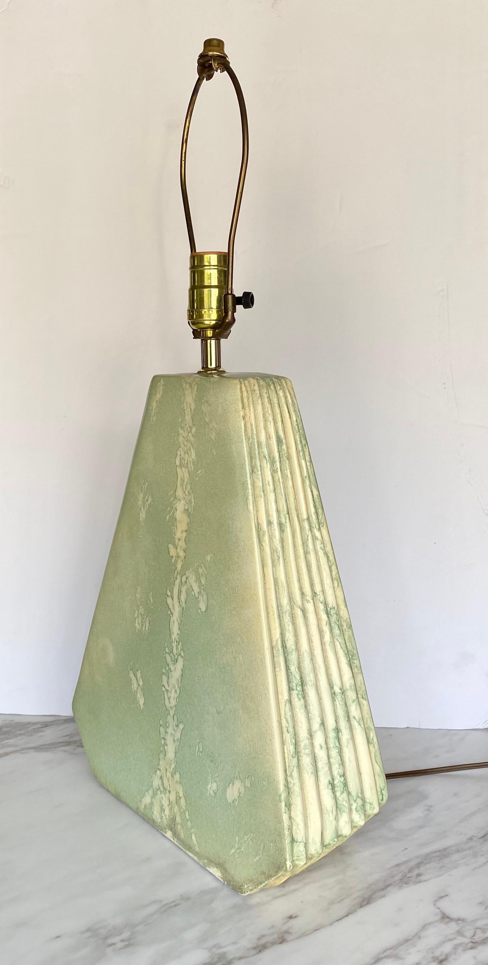 Mid-Century Modern Geometric Plaster Glazed Table Lamp For Sale 4